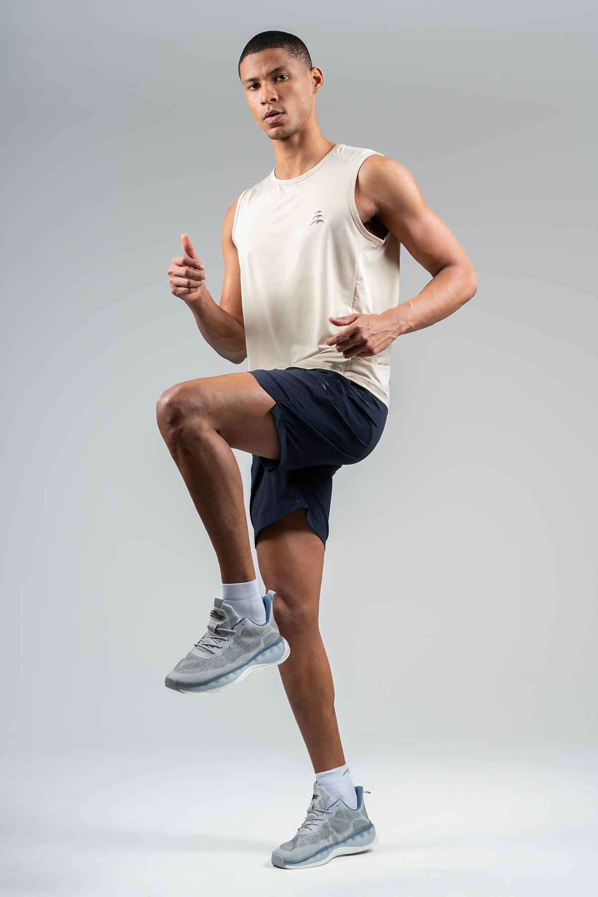 Maraton Active Regular Erkek Bisiklet Yaka  Kolsuz Koşu Kil Rengi Atlet 22562