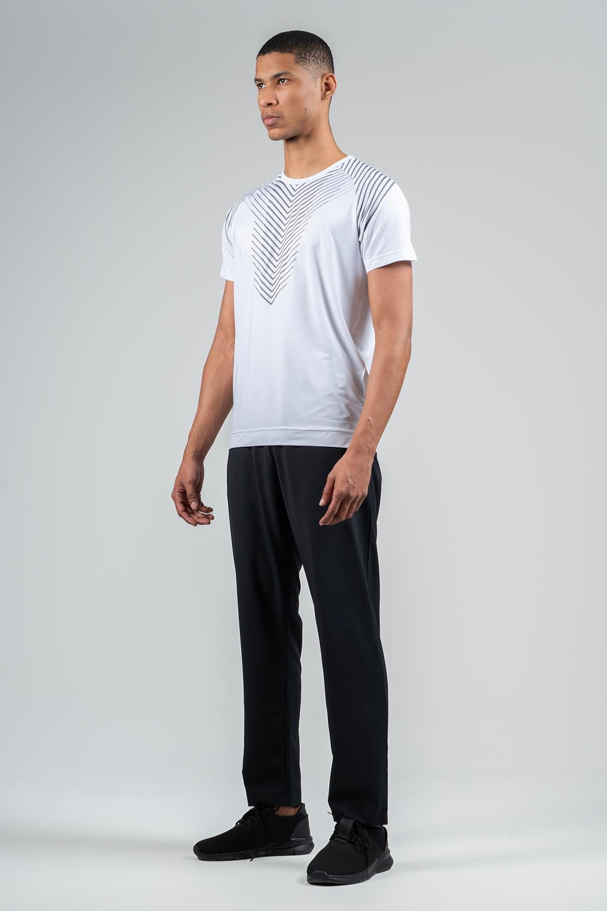 Maraton Active Regular Erkek Bisiklet Yaka  Reglan Kol Koşu Beyaz T-shirt 23219
