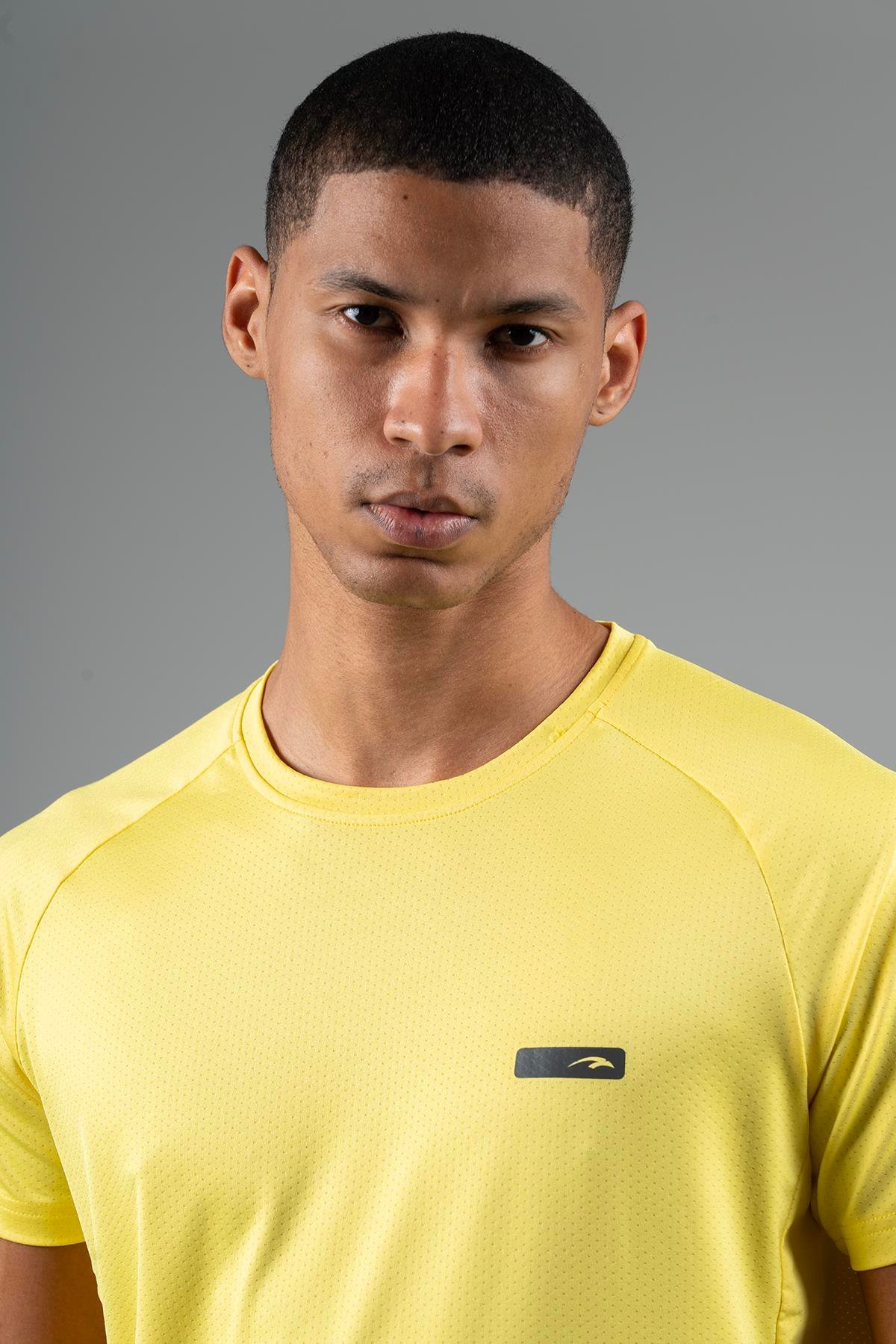 Maraton Active Regular Erkek Bisiklet Yaka  Reglan Kol Koşu Sarı T-shirt 22750