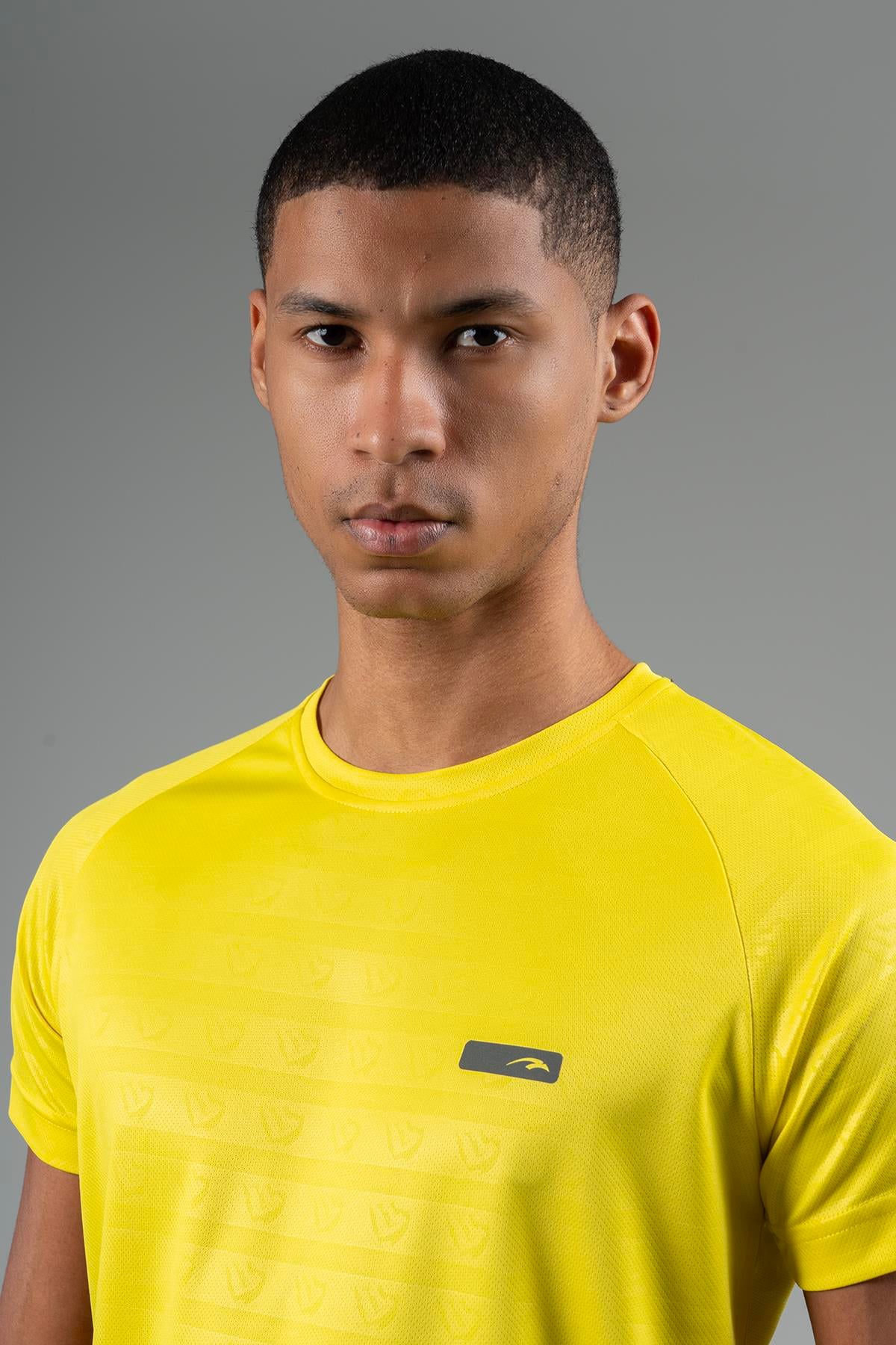 Maraton Active Regular Erkek Bisiklet Yaka  Reglan Kol Koşu Sarı T-shirt 22742