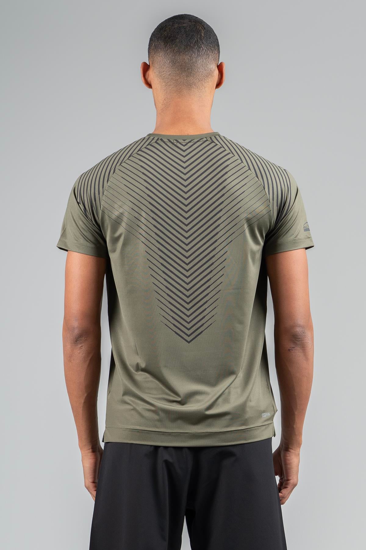 Maraton Active Regular Erkek Bisiklet Yaka  Reglan Kol Koşu Açık Haki T-shirt 23219