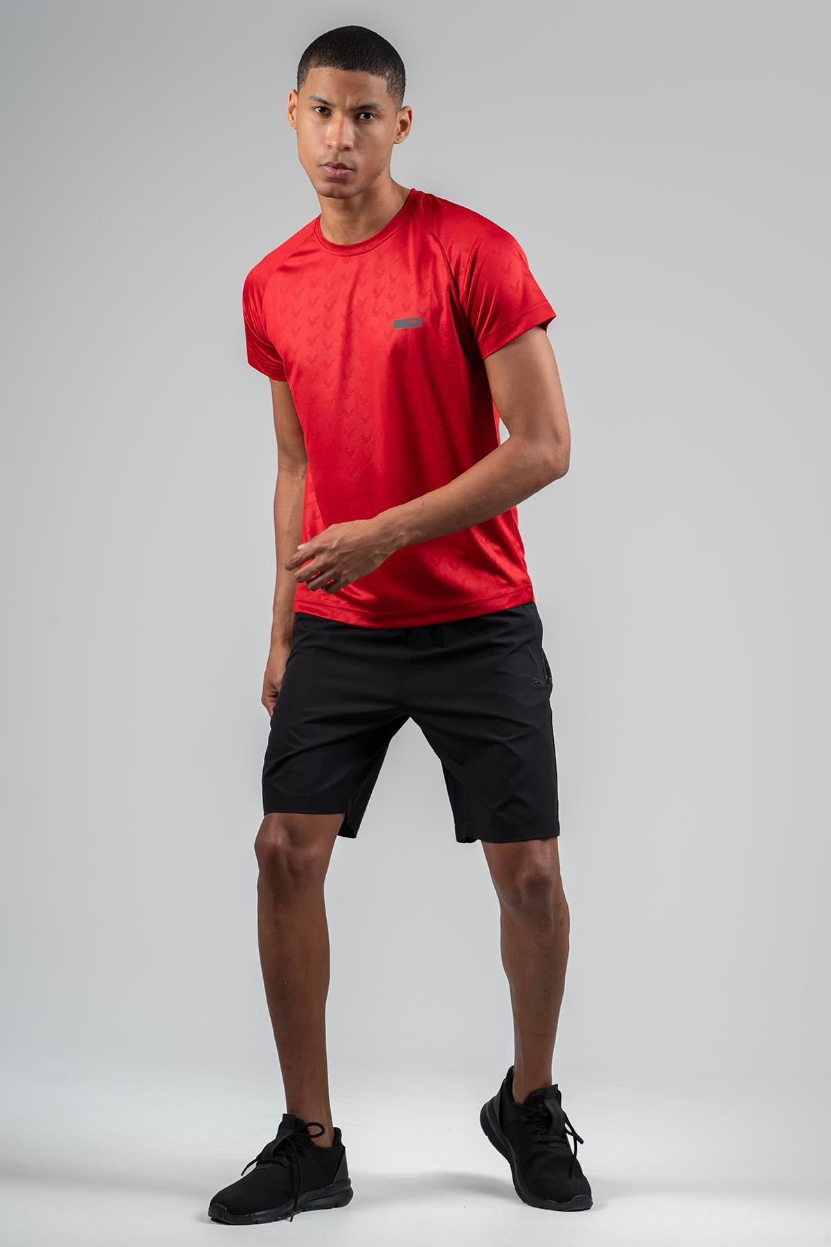 Maraton Active Regular Erkek Bisiklet Yaka  Reglan Kol Koşu Kırmızı T-shirt 22742