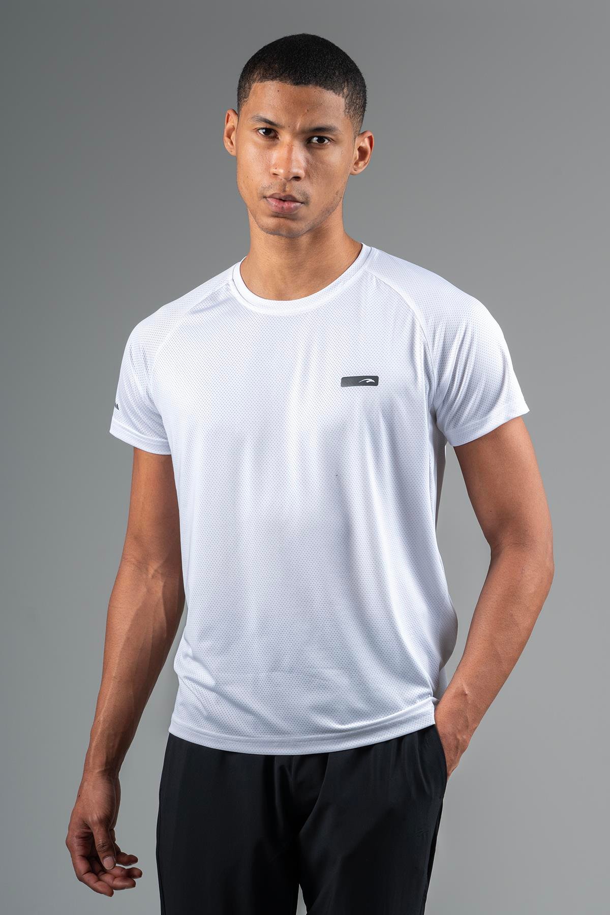 Maraton Active Regular Erkek Bisiklet Yaka  Reglan Kol Koşu Beyaz T-shirt 22750