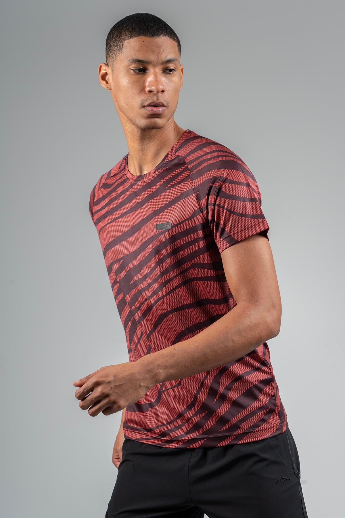 Maraton Active Regular Erkek Bisiklet Yaka  Reglan Kol Koşu Kırmızı T-shirt 22734