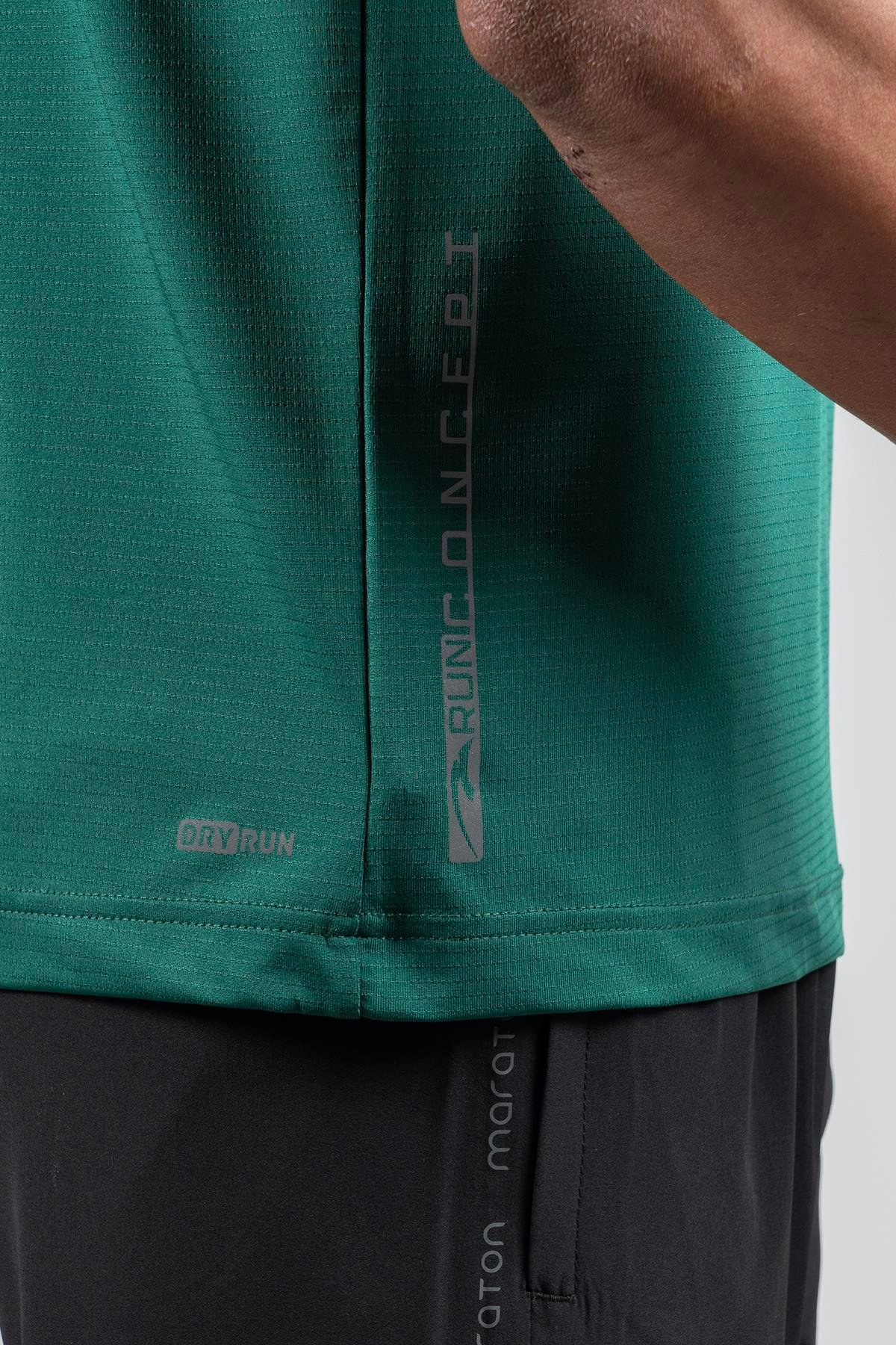 Maraton Active Regular Erkek Bisiklet Yaka  Kısa Kol Koşu Yeşil T-shirt 22751