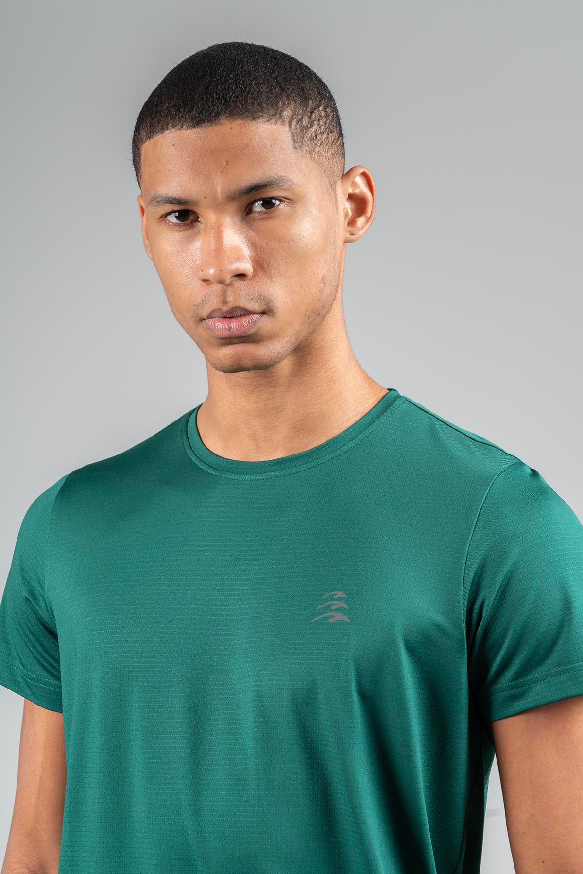 Maraton Active Regular Erkek Bisiklet Yaka  Kısa Kol Koşu Yeşil T-shirt 22751