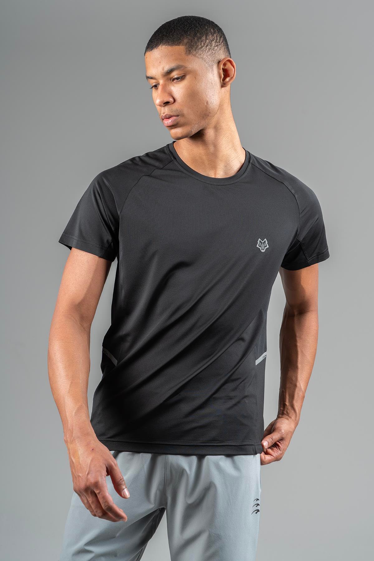 Maraton Active Regular Erkek Bisiklet Yaka  Reglan Kol Gym Siyah T-shirt 22747