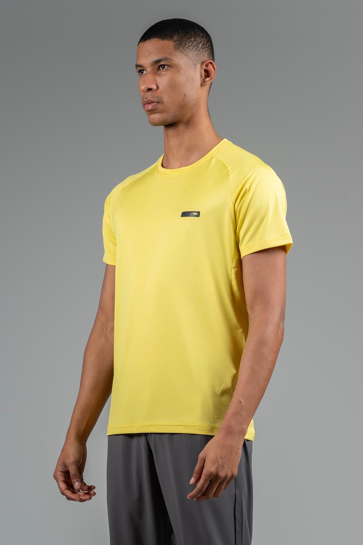 Maraton Active Regular Erkek Bisiklet Yaka  Reglan Kol Koşu Sarı T-shirt 22750