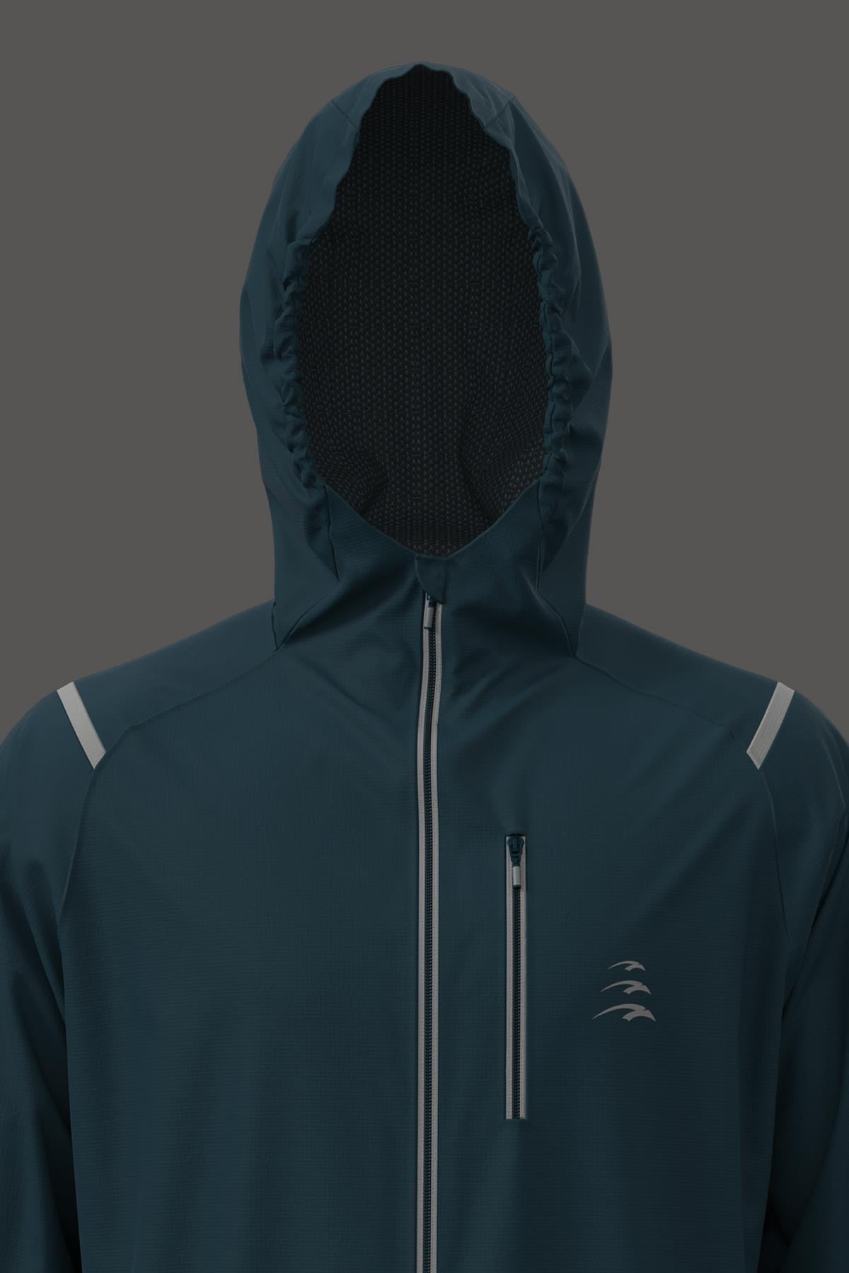 Maraton Active Regular Erkek Kapşonlu  Reglan Kol Koşu Açık Laciver Yağmurluk 21663