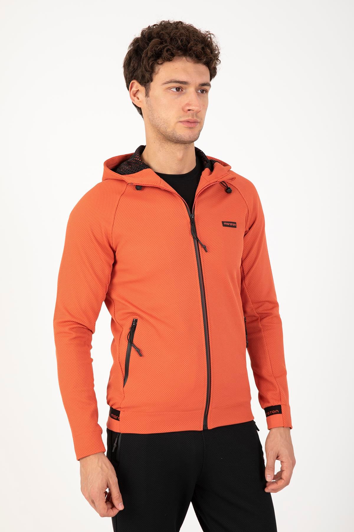 Maraton Active Regular Erkek Kapşonlu  Uzun Kol Basic Eşofman Üstü 20256
