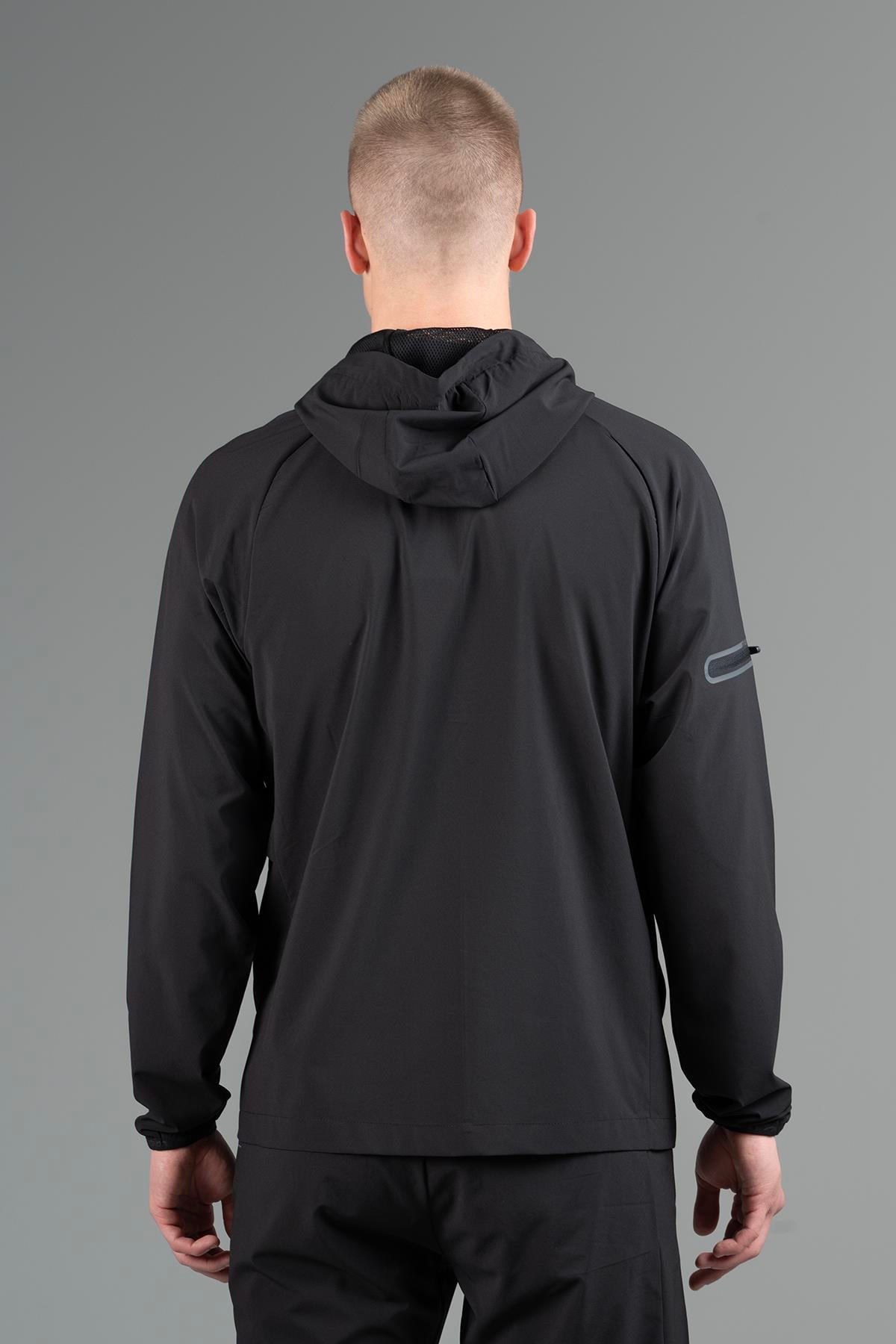 Maraton Active Regular Erkek Kapşonlu  Reglan Kol Basic Siyah Eşofman Üstü 22668