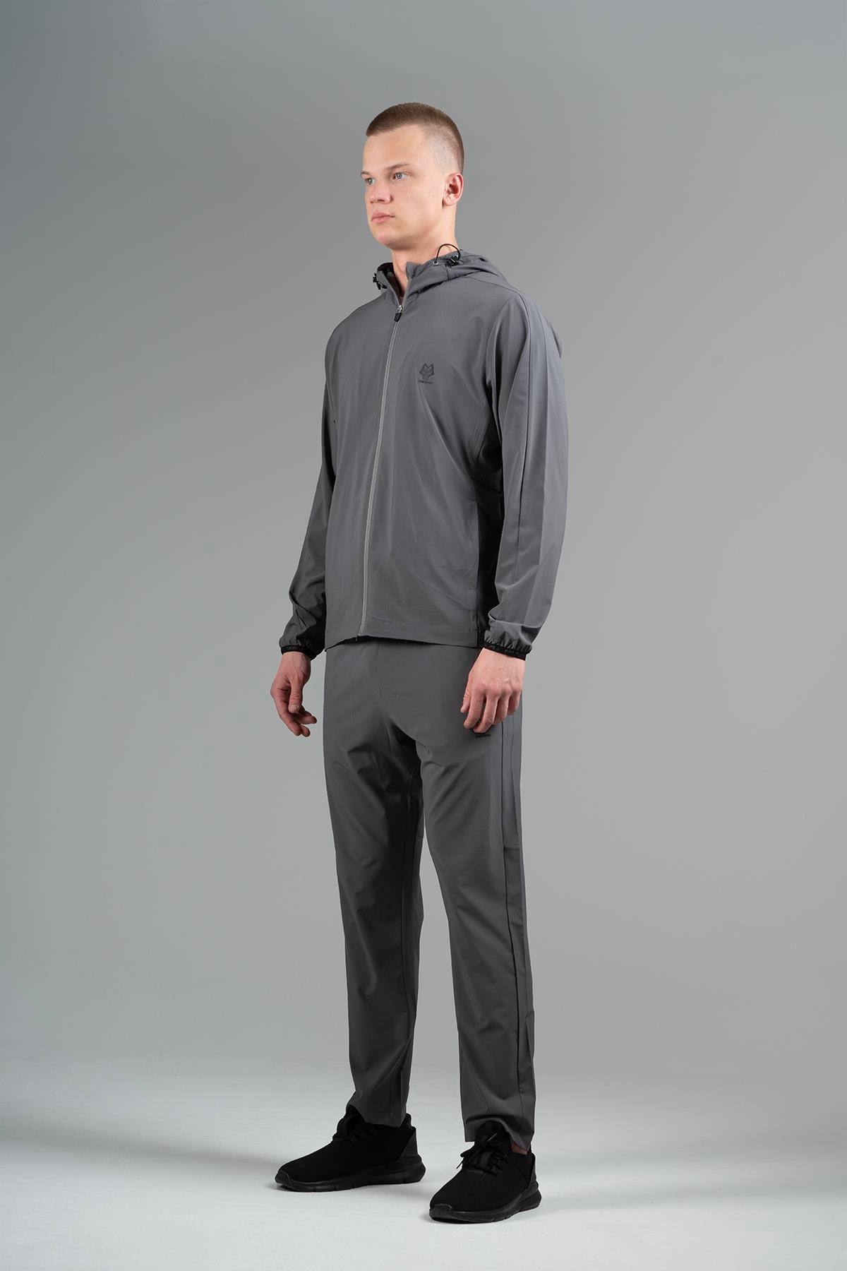 Maraton Active Regular Erkek Kapşonlu  Reglan Kol Basic Antrasit Melanj Eşofman Üstü 22668