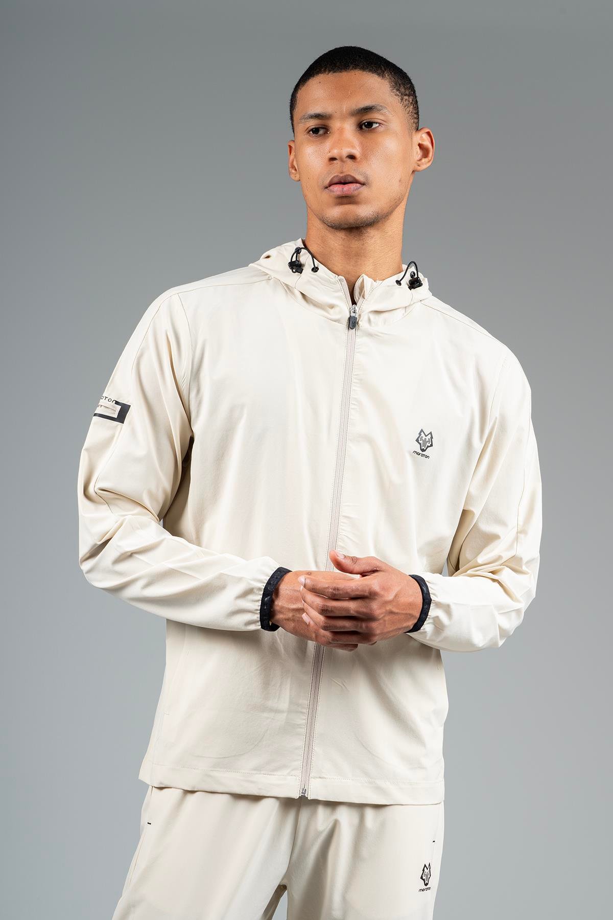 Maraton Active Regular Erkek Kapşonlu  Reglan Kol Basic Kil Rengi Eşofman Üstü 22668