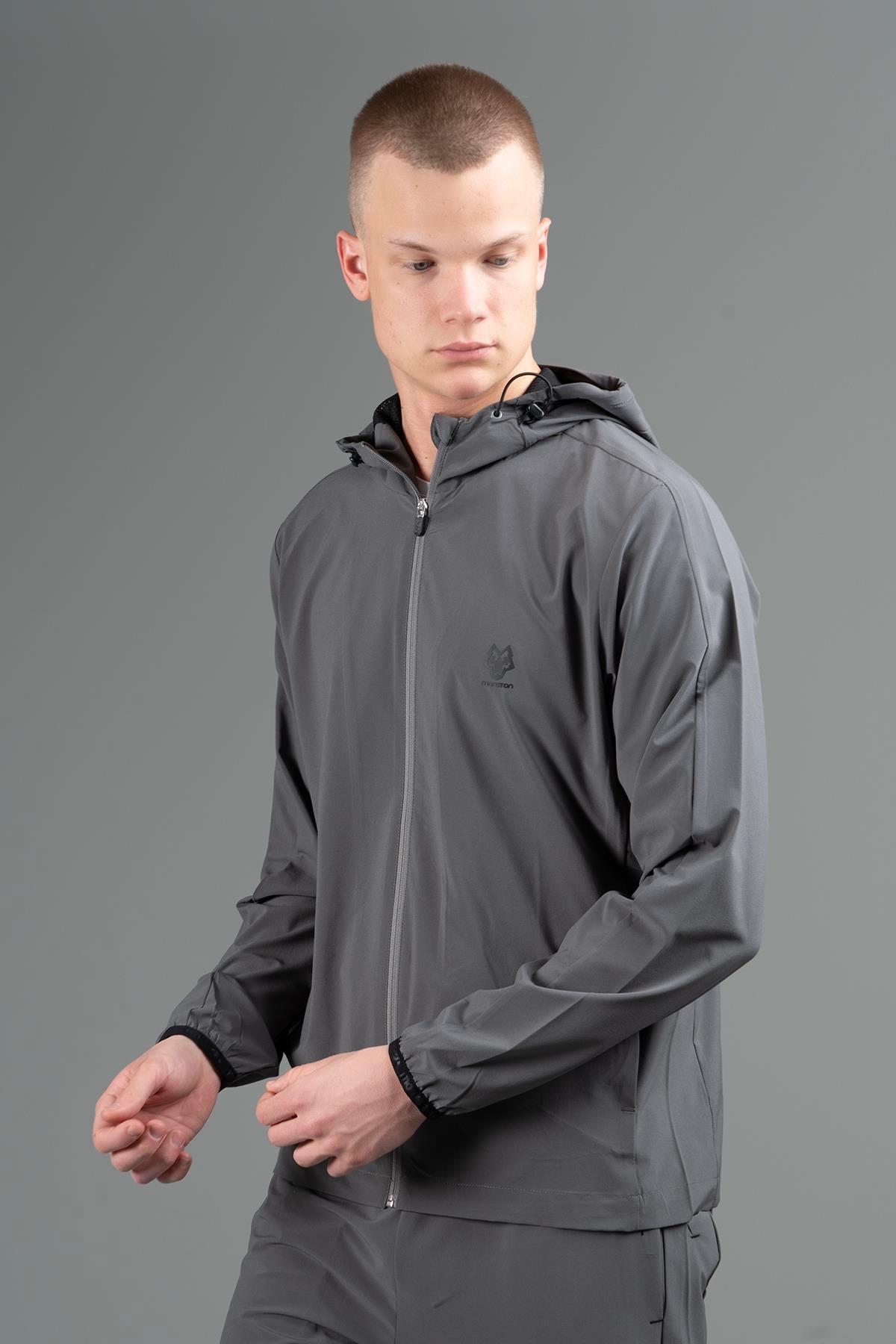 Maraton Active Regular Erkek Kapşonlu  Reglan Kol Basic Antrasit Melanj Eşofman Üstü 22668