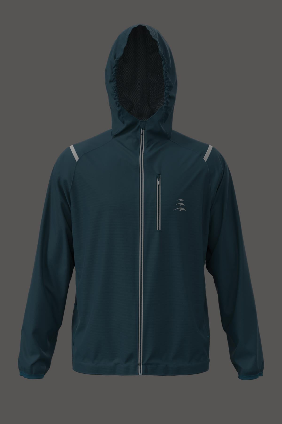 Maraton Active Regular Erkek Kapşonlu  Reglan Kol Koşu Açık Laciver Yağmurluk 21663