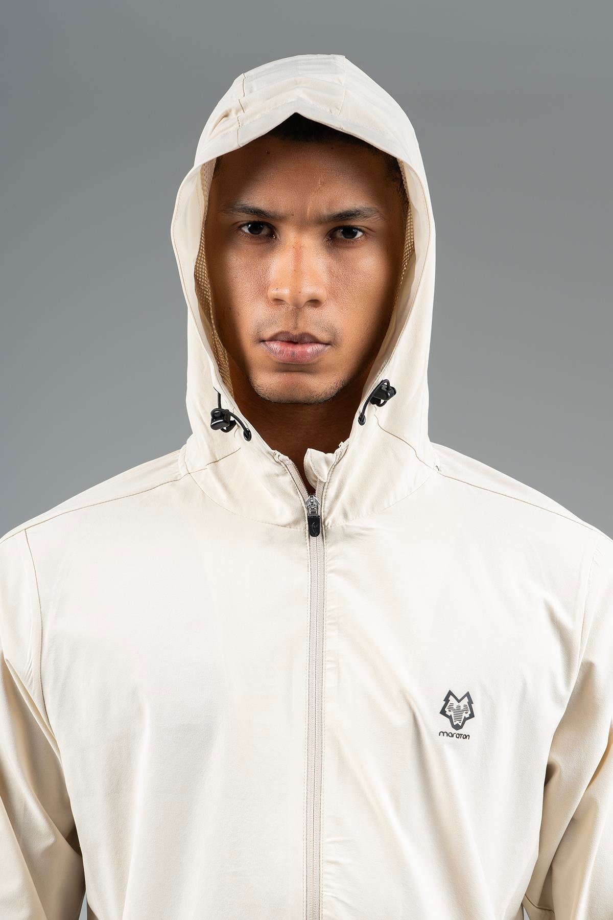 Maraton Active Regular Erkek Kapşonlu  Reglan Kol Basic Kil Rengi Eşofman Üstü 22668