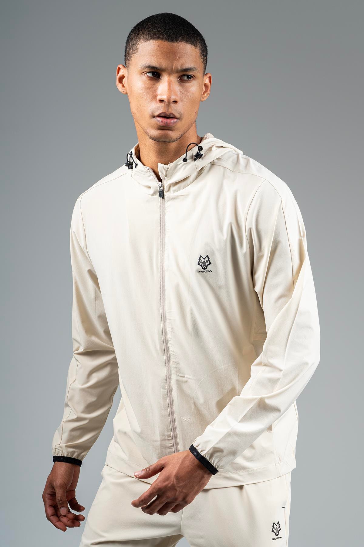 Maraton Active Regular Erkek Kapşonlu  Reglan Kol Basic Kil Rengi Eşofman Üstü 22668