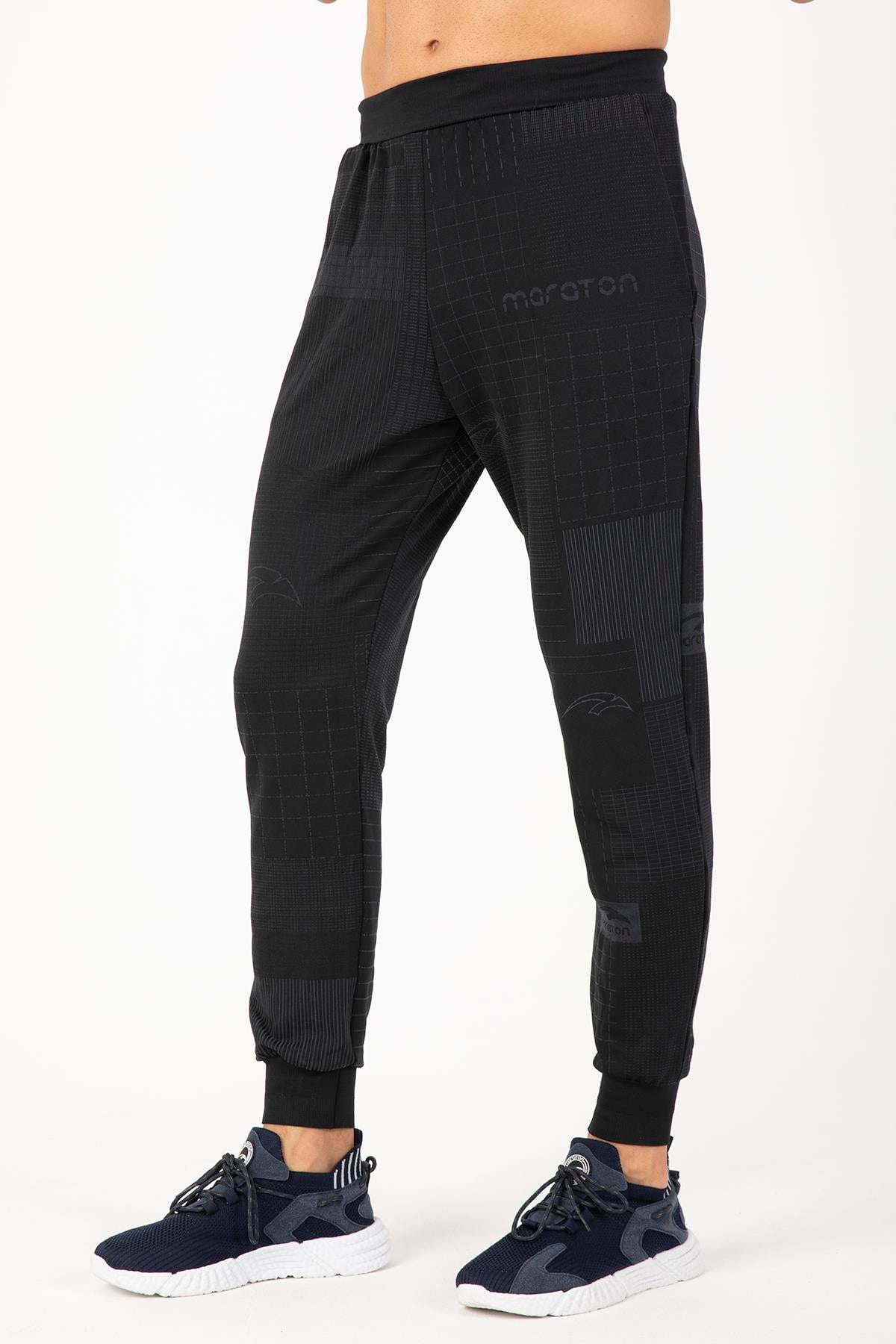 Maraton Active Regular Erkek  Ribana Paça  Basic Siyah Eşofman Altı 827009