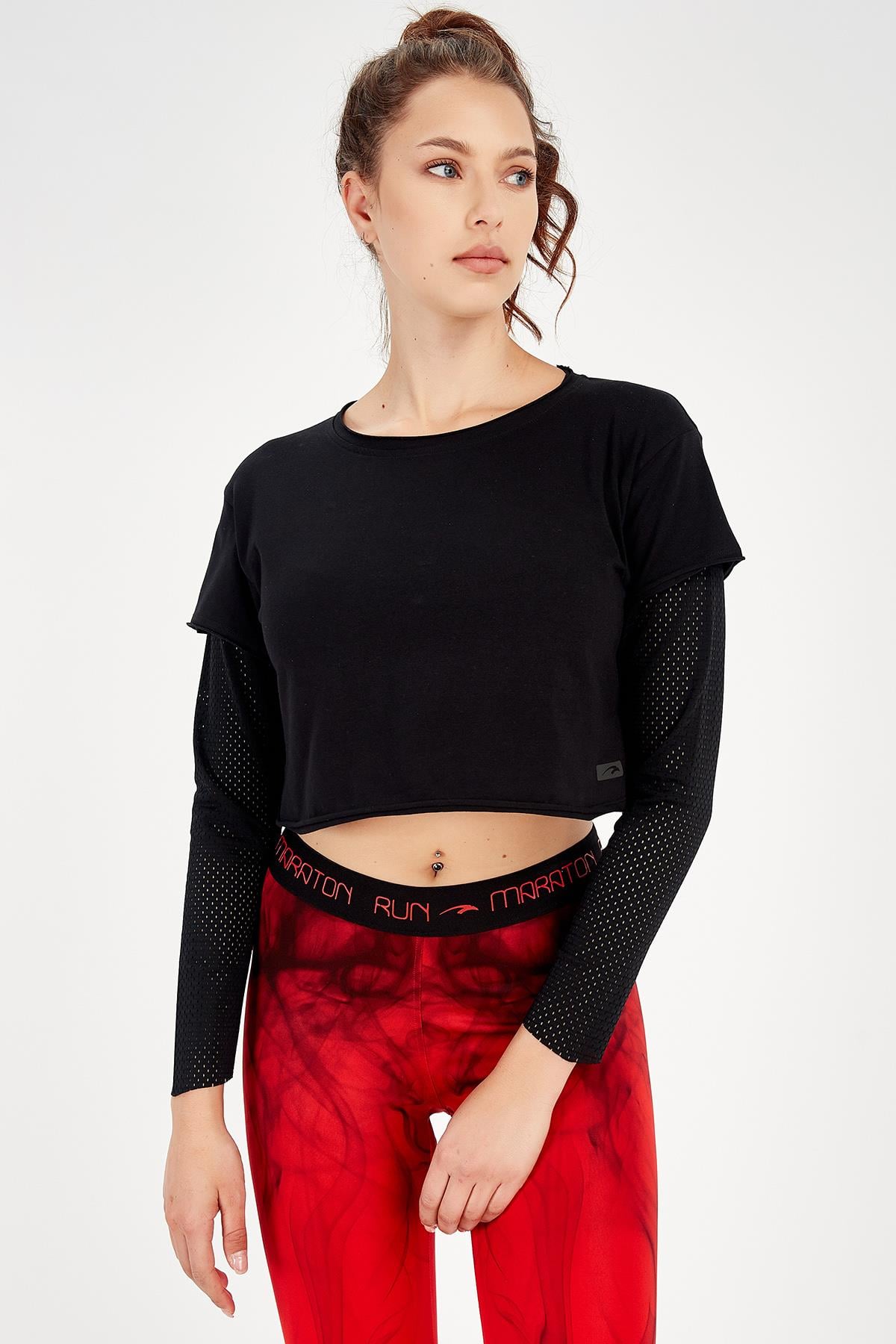 Maraton Active Regular Kadın Bisiklet Yaka  Uzun Kol Fitness Sweatshirt 18557