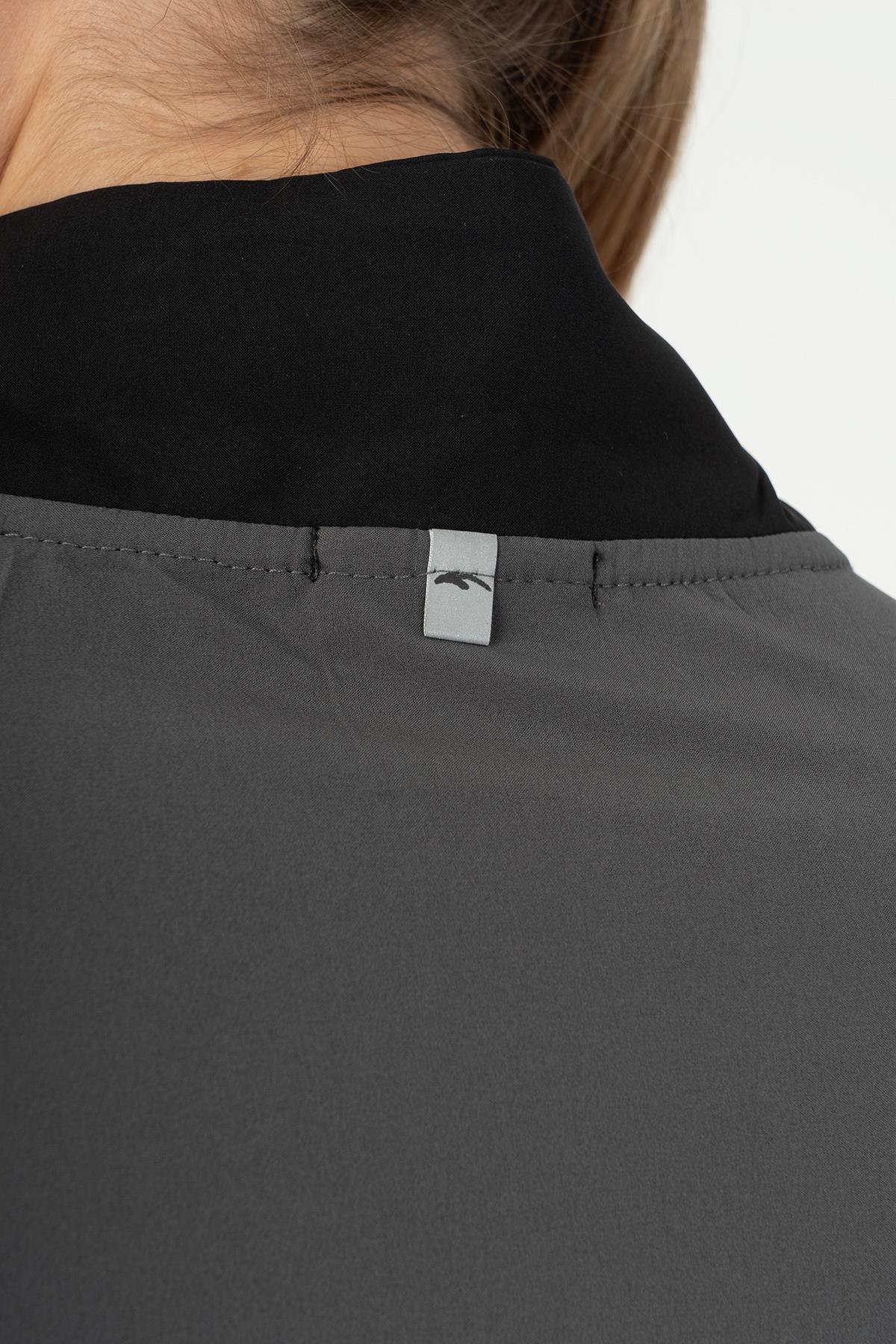 Maraton Active Regular Kadın Dik Yaka  Takma Kol Fitness Açık Antrasit Tracktop 22192