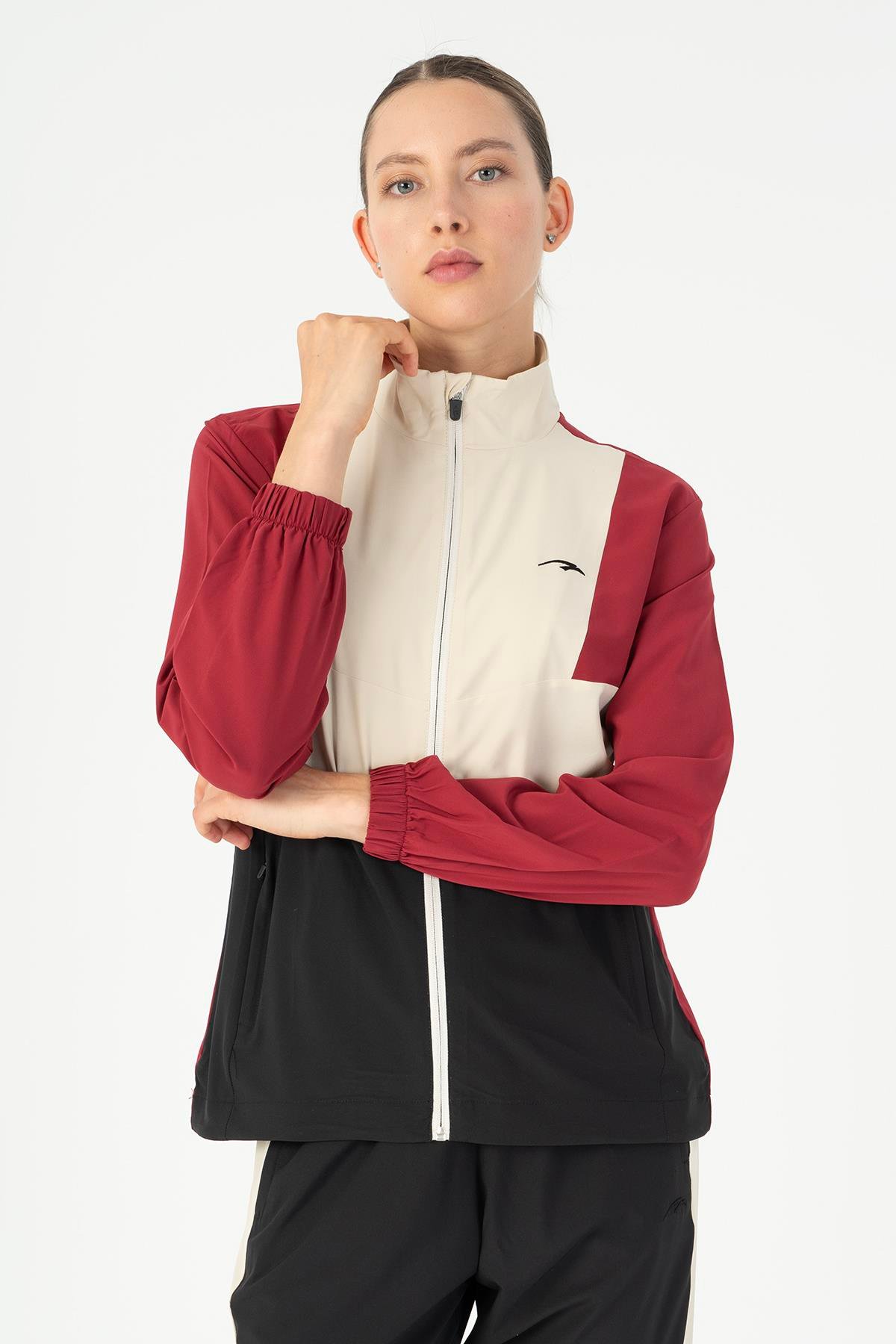 Maraton Active Regular Kadın Dik Yaka  Takma Kol Fitness  Tracktop 22192