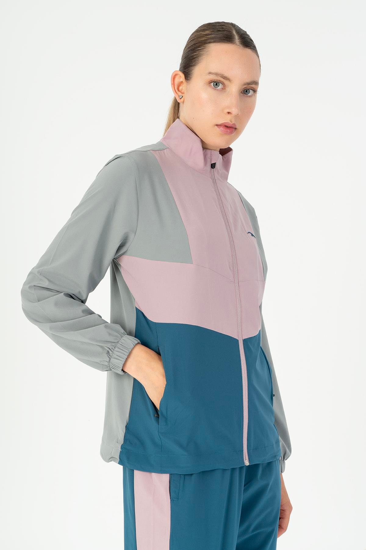 Maraton Active Regular Kadın Dik Yaka  Takma Kol Fitness  Tracktop 22192