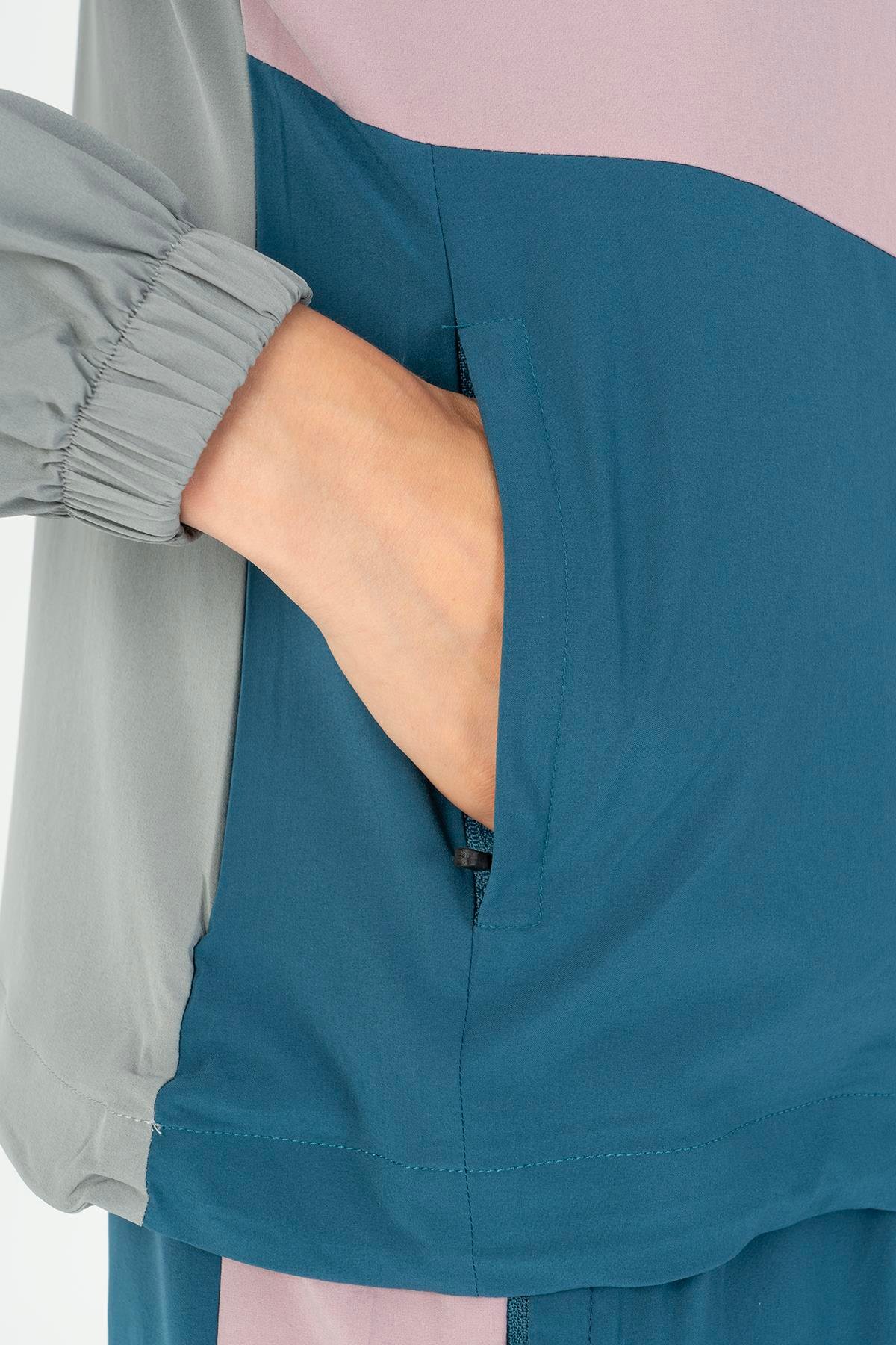 Maraton Active Regular Kadın Dik Yaka  Takma Kol Fitness  Tracktop 22192