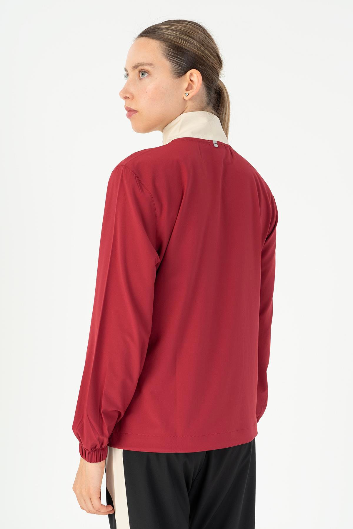 Maraton Active Regular Kadın Dik Yaka  Takma Kol Fitness  Tracktop 22192