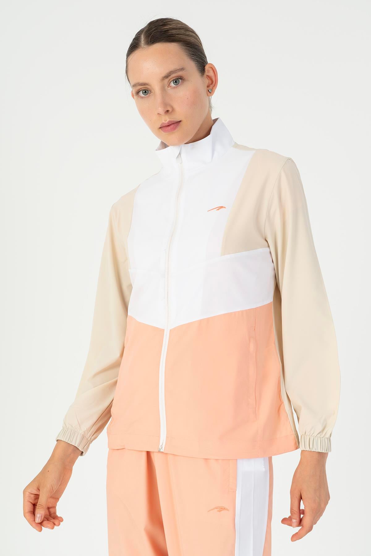 Maraton Active Regular Kadın Dik Yaka  Takma Kol Fitness  Tracktop 22192