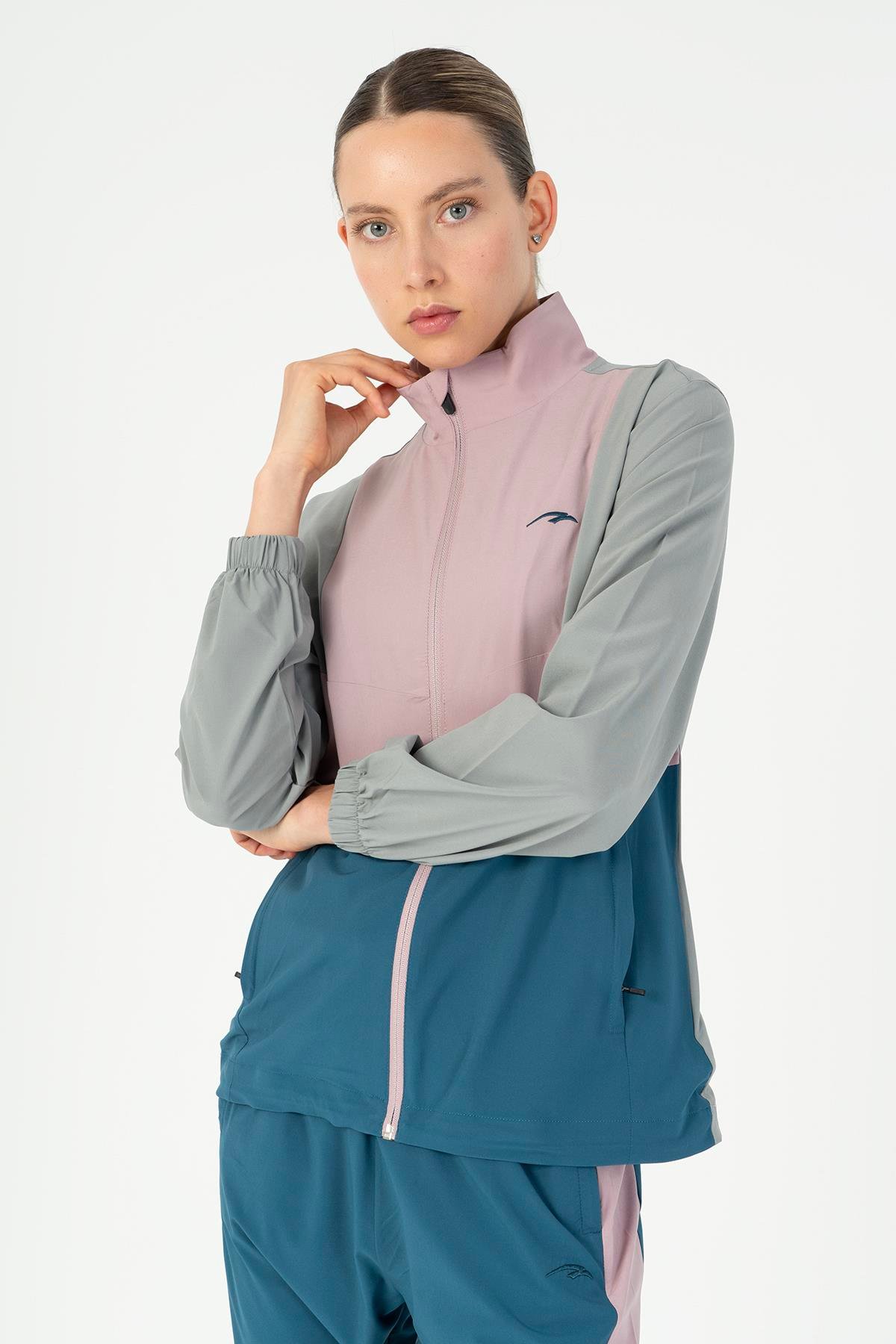 Maraton Active Regular Kadın Dik Yaka  Takma Kol Fitness  Tracktop 22192