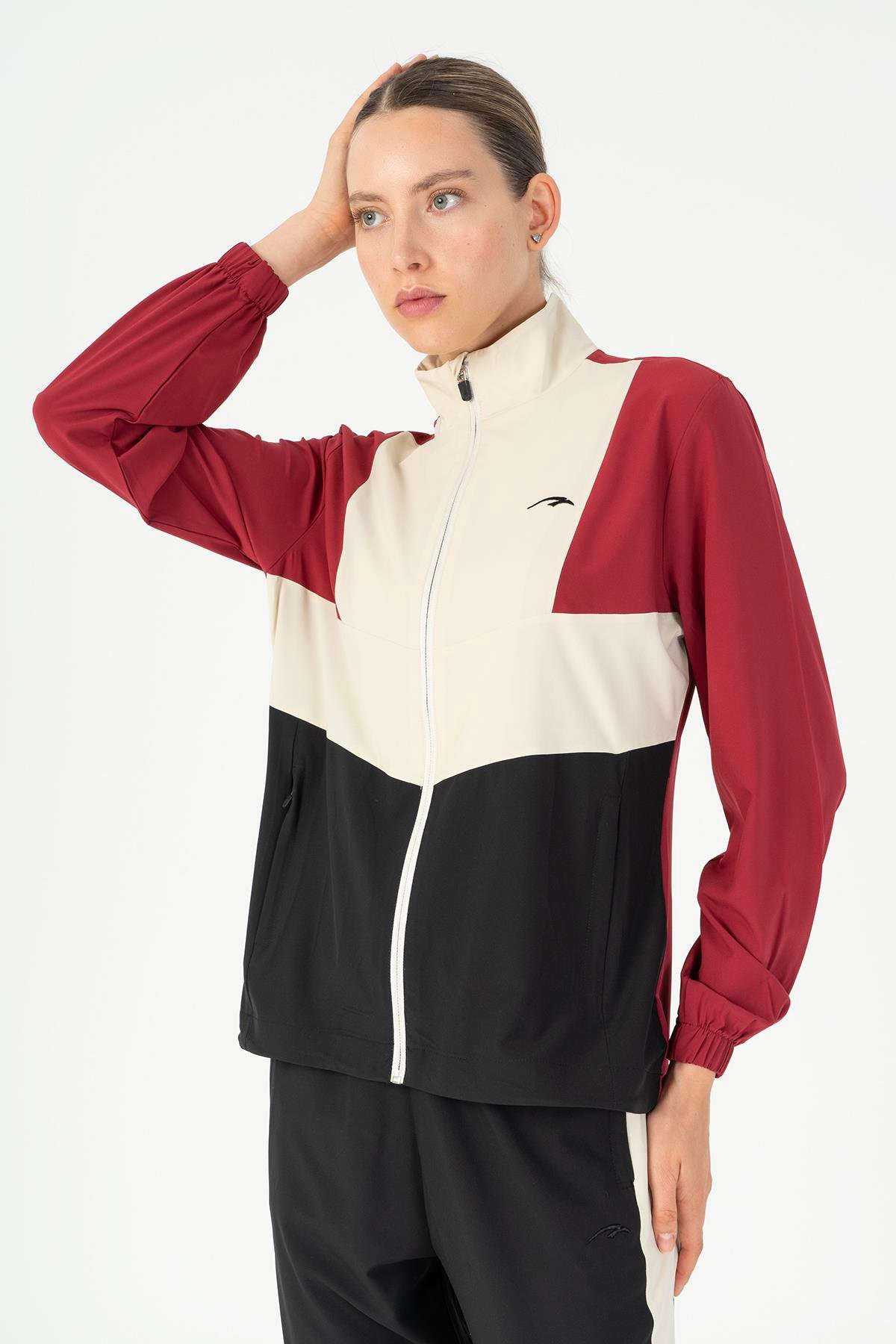 Maraton Active Regular Kadın Dik Yaka  Takma Kol Fitness  Tracktop 22192