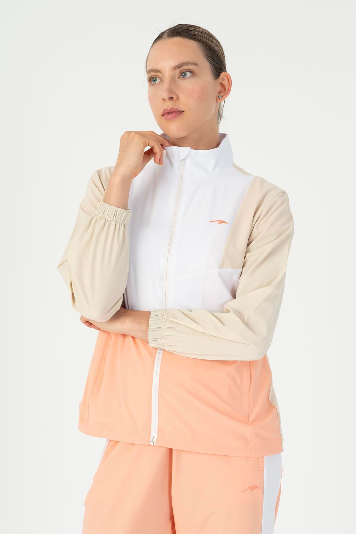 Maraton Active Regular Kadın Dik Yaka  Takma Kol Fitness  Tracktop 22192