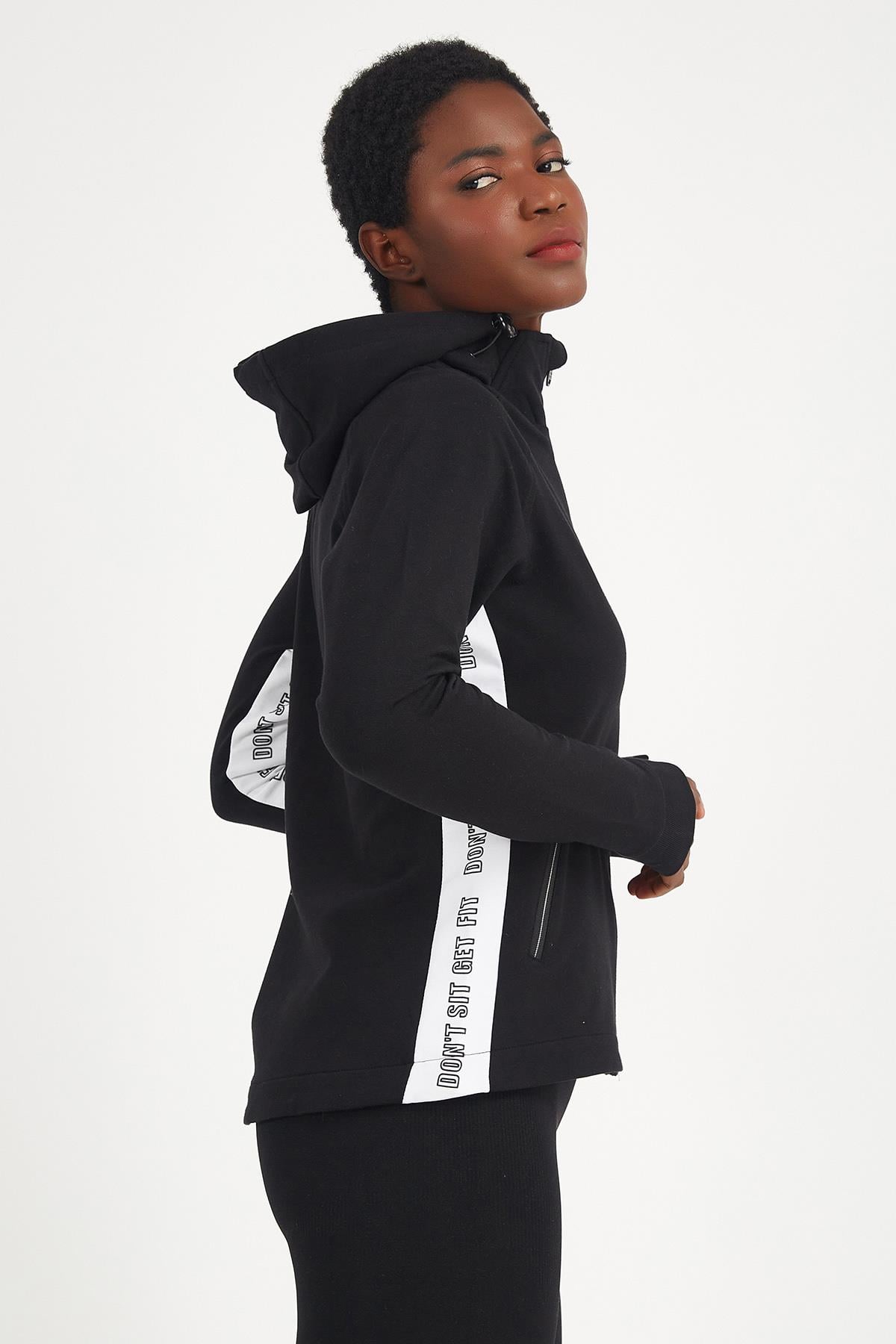 Maraton Active Regular Kadın Kapşonlu  Uzun Kol Gym Tracktop 18234