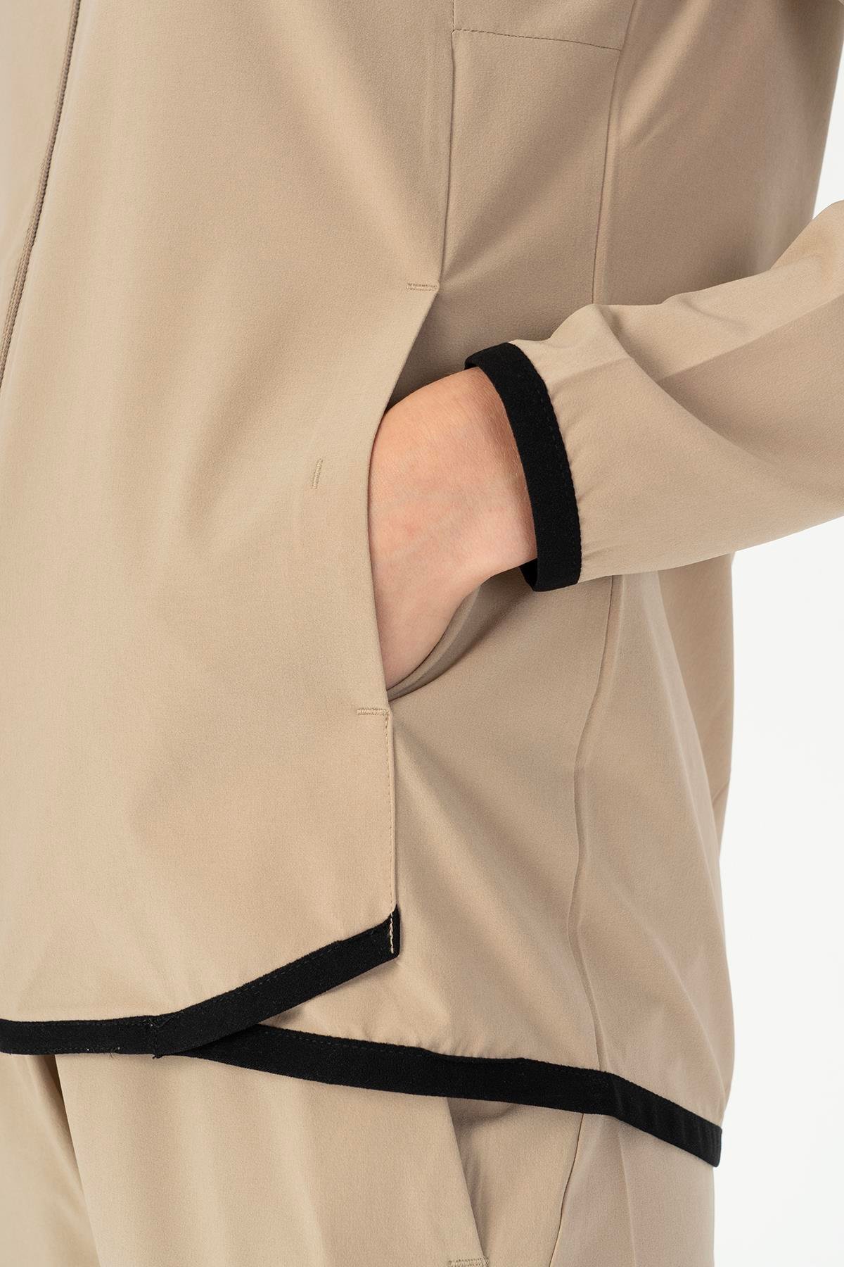 Maraton Active Regular Kadın Kapşonlu  Reglan Kol RUN Açık Vizon Tracktop 23195