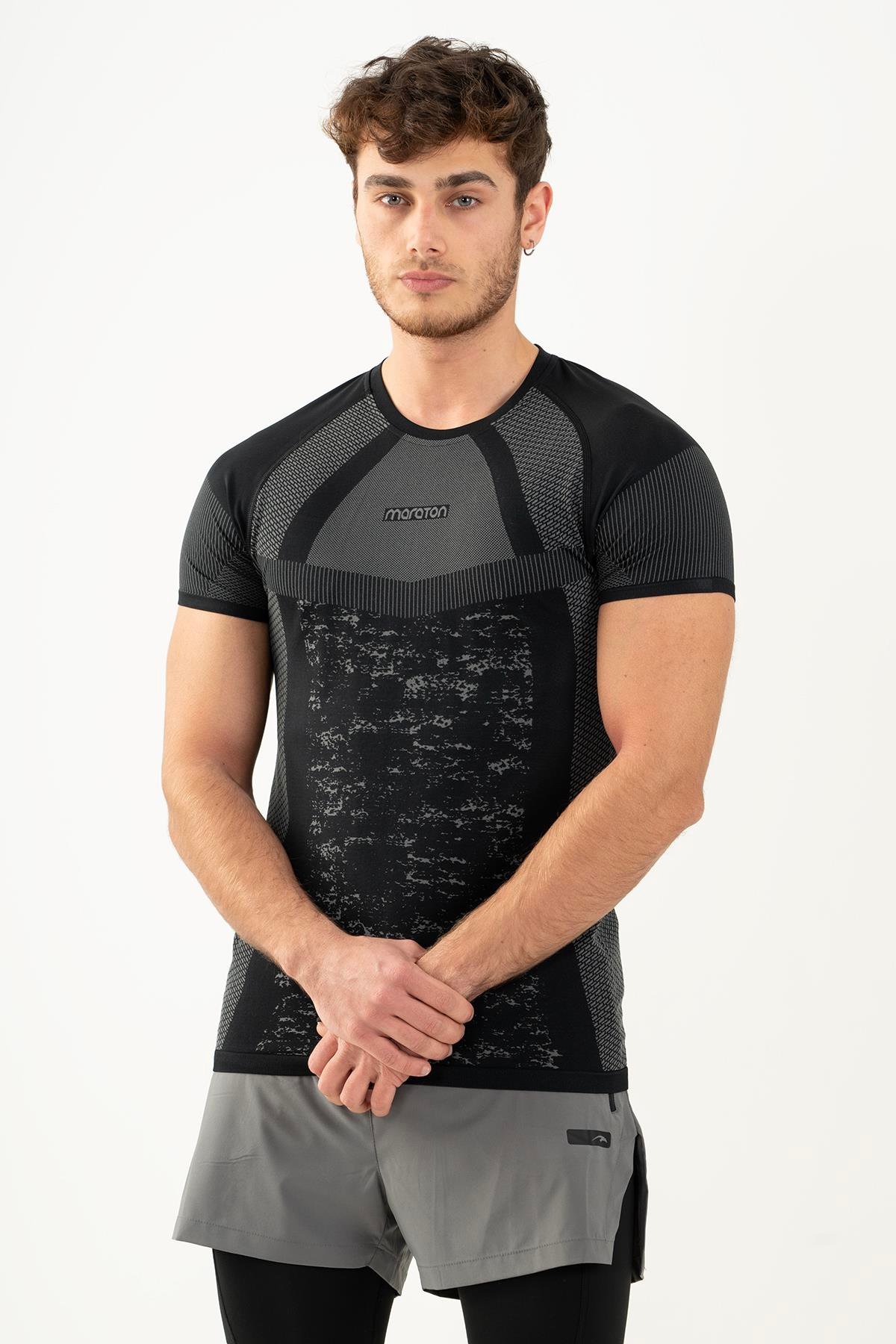Maraton Active SlimFit Erkek Bisiklet Yaka  Kısa Kol Koşu T-shirt 821078