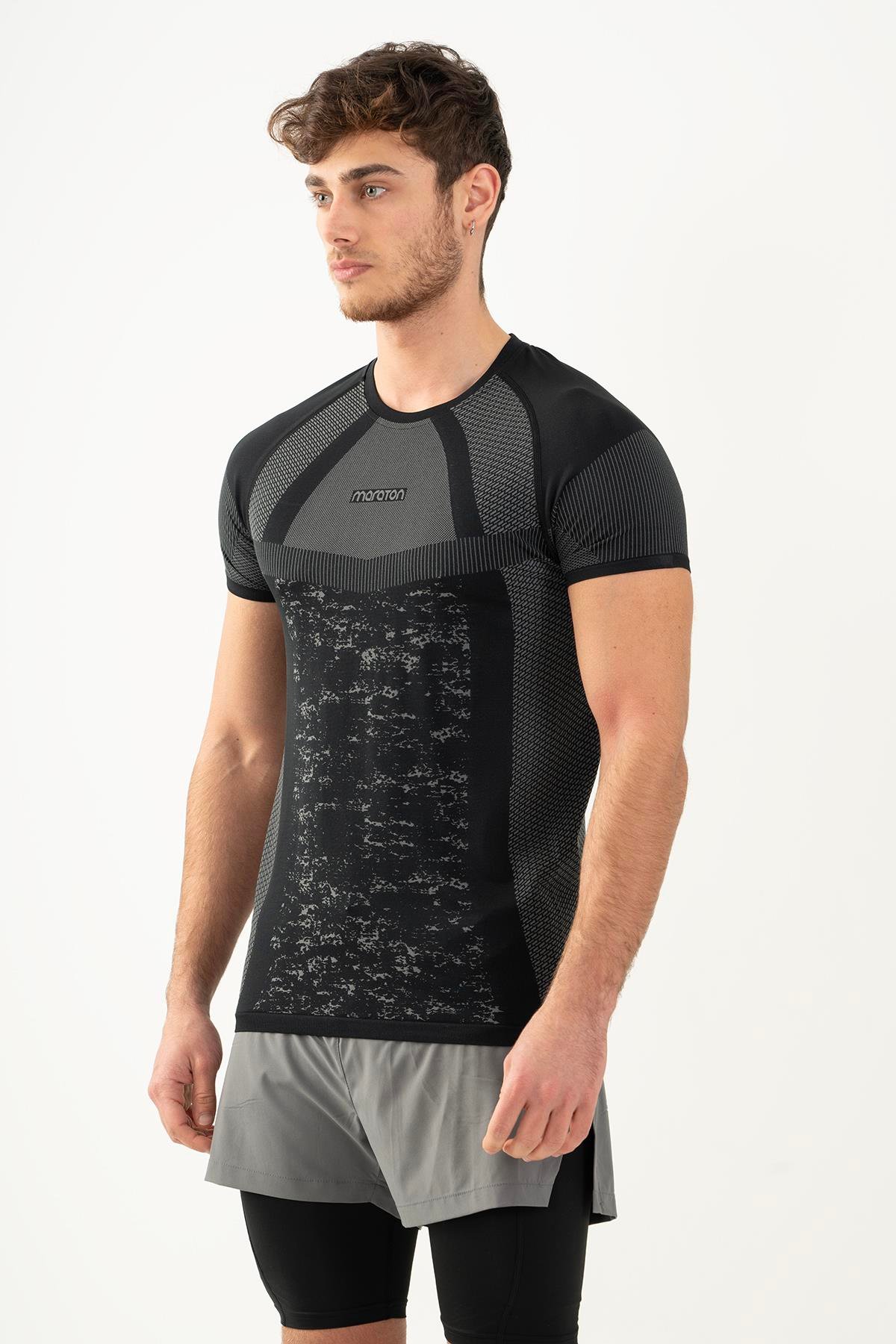 Maraton Active SlimFit Erkek Bisiklet Yaka  Kısa Kol Koşu T-shirt 821078