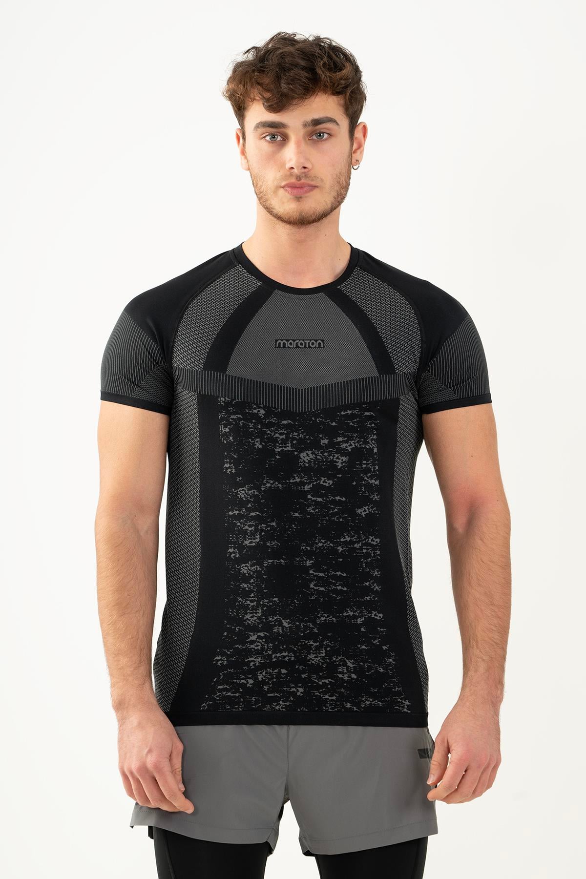 Maraton Active SlimFit Erkek Bisiklet Yaka  Kısa Kol Koşu T-shirt 821078