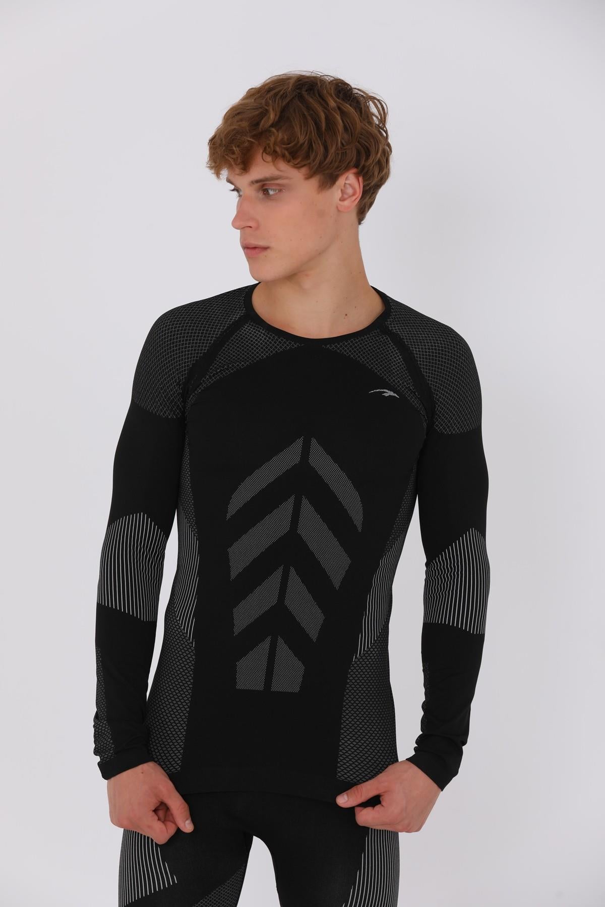 Maraton Active SlimFit Erkek Bisiklet Yaka  Uzun Kol Koşu Sweatshirt 826010