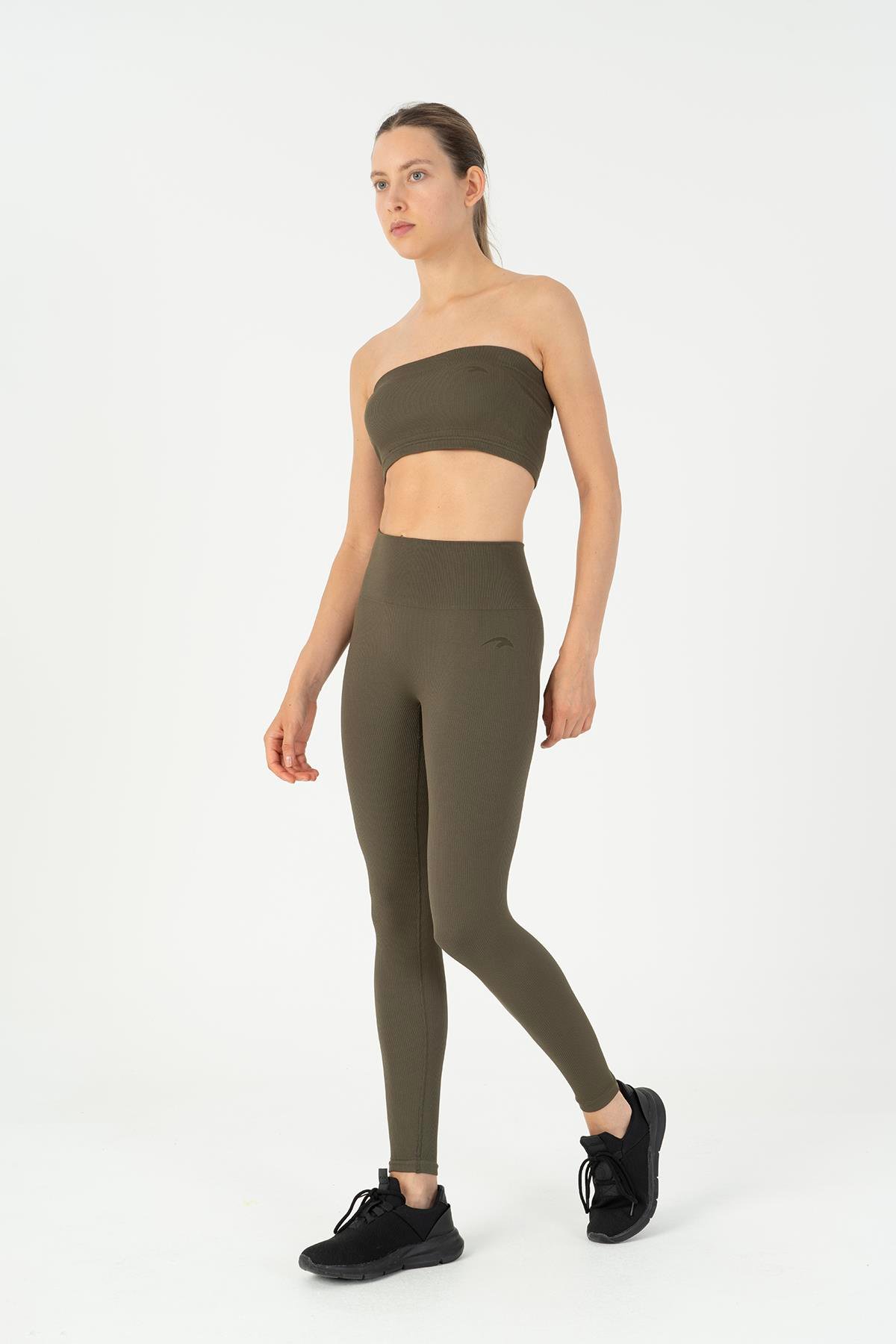Maraton Active SlimFit Kadın Askısız  Kolsuz Koşu Haki Bra 813096