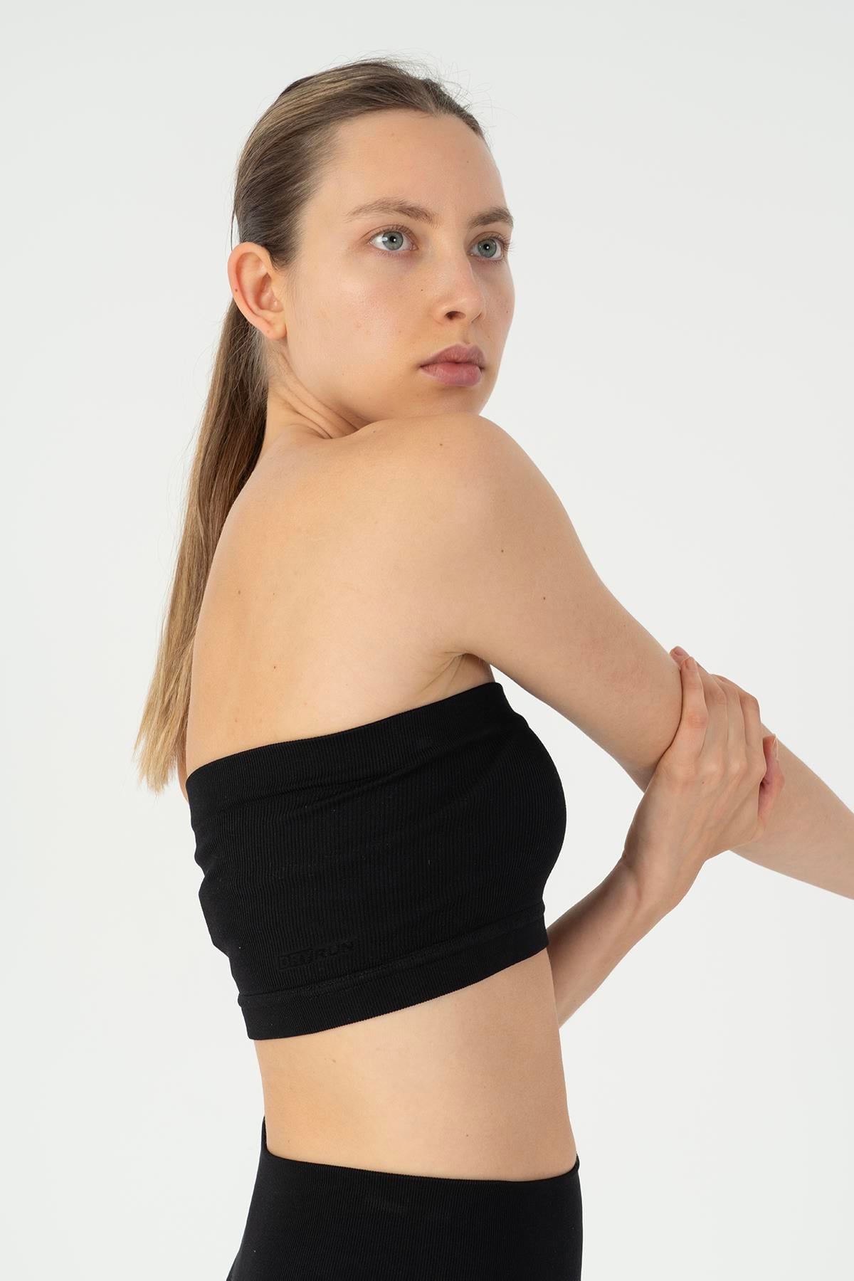 Maraton Active SlimFit Kadın Askısız  Kolsuz Koşu Siyah Bra 813096