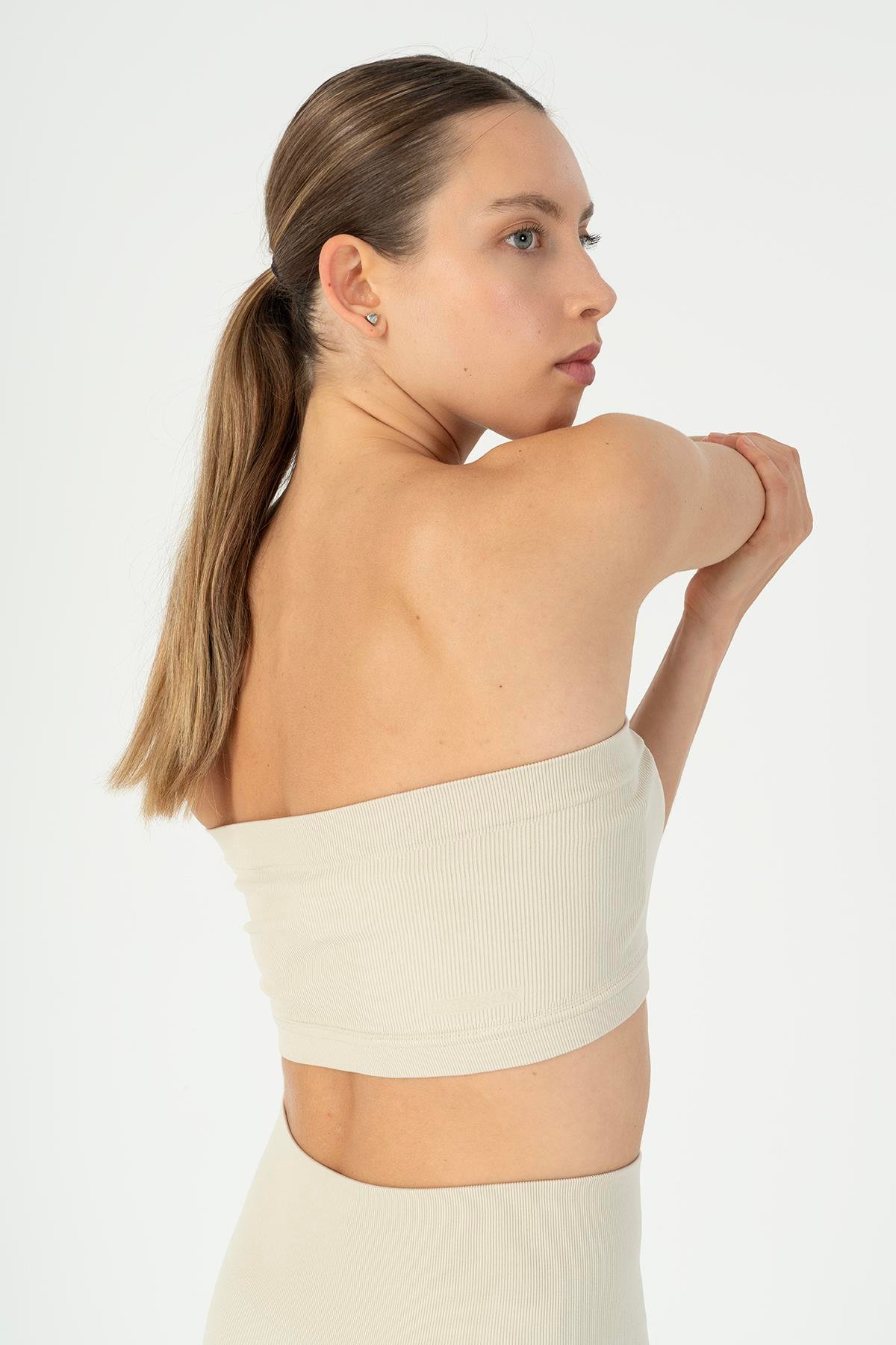 Maraton Active SlimFit Kadın Askısız  Kolsuz Koşu Kil Rengi Bra 813096