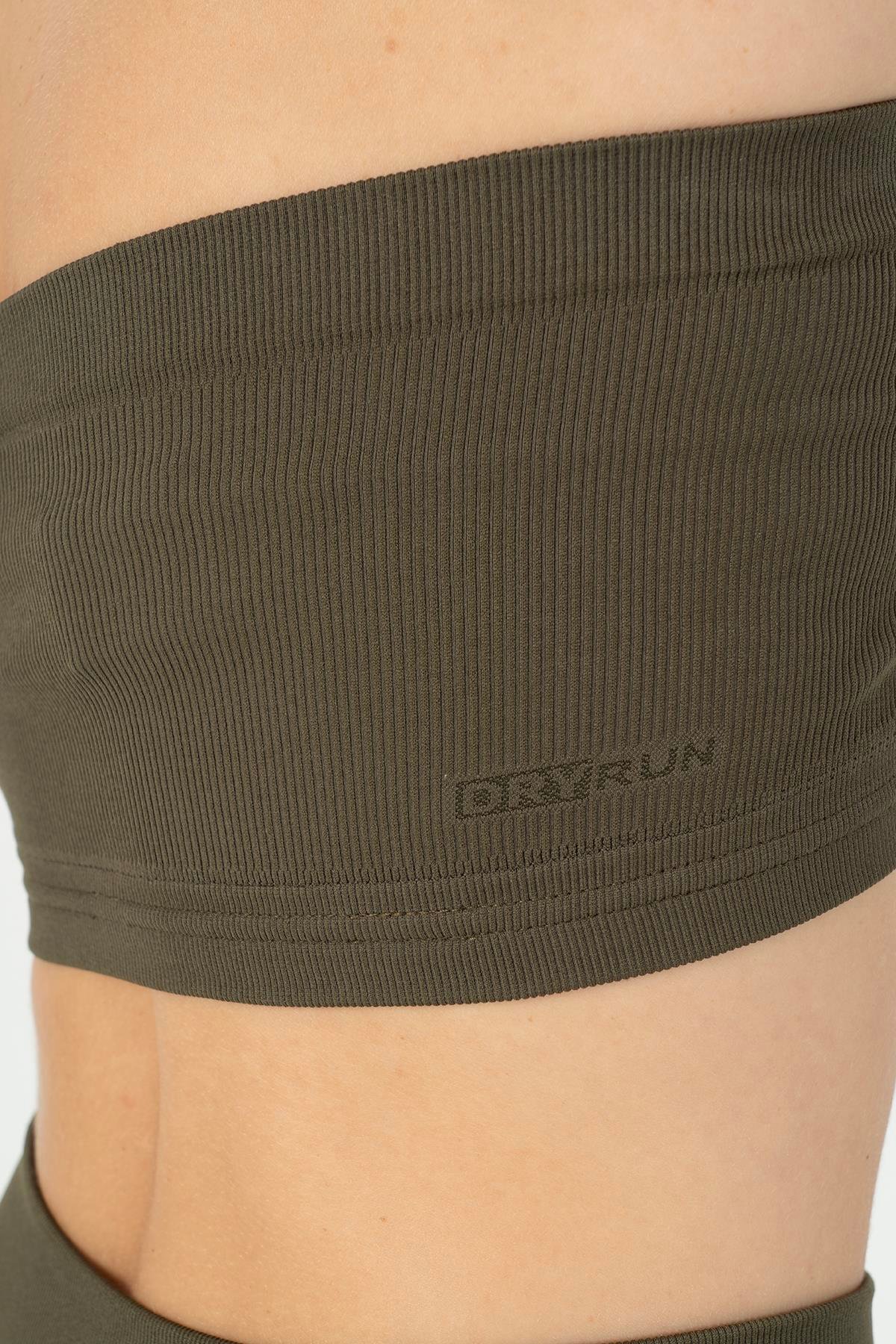Maraton Active SlimFit Kadın Askısız  Kolsuz Koşu Haki Bra 813096