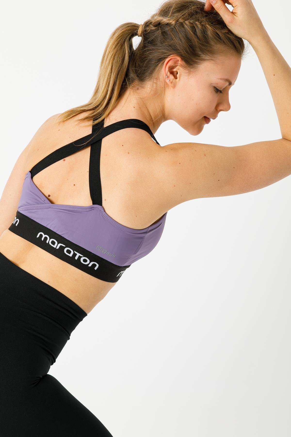 Maraton Active SlimFit Kadın Atlet Yaka  Kolsuz Fitness Mor Bra 17170