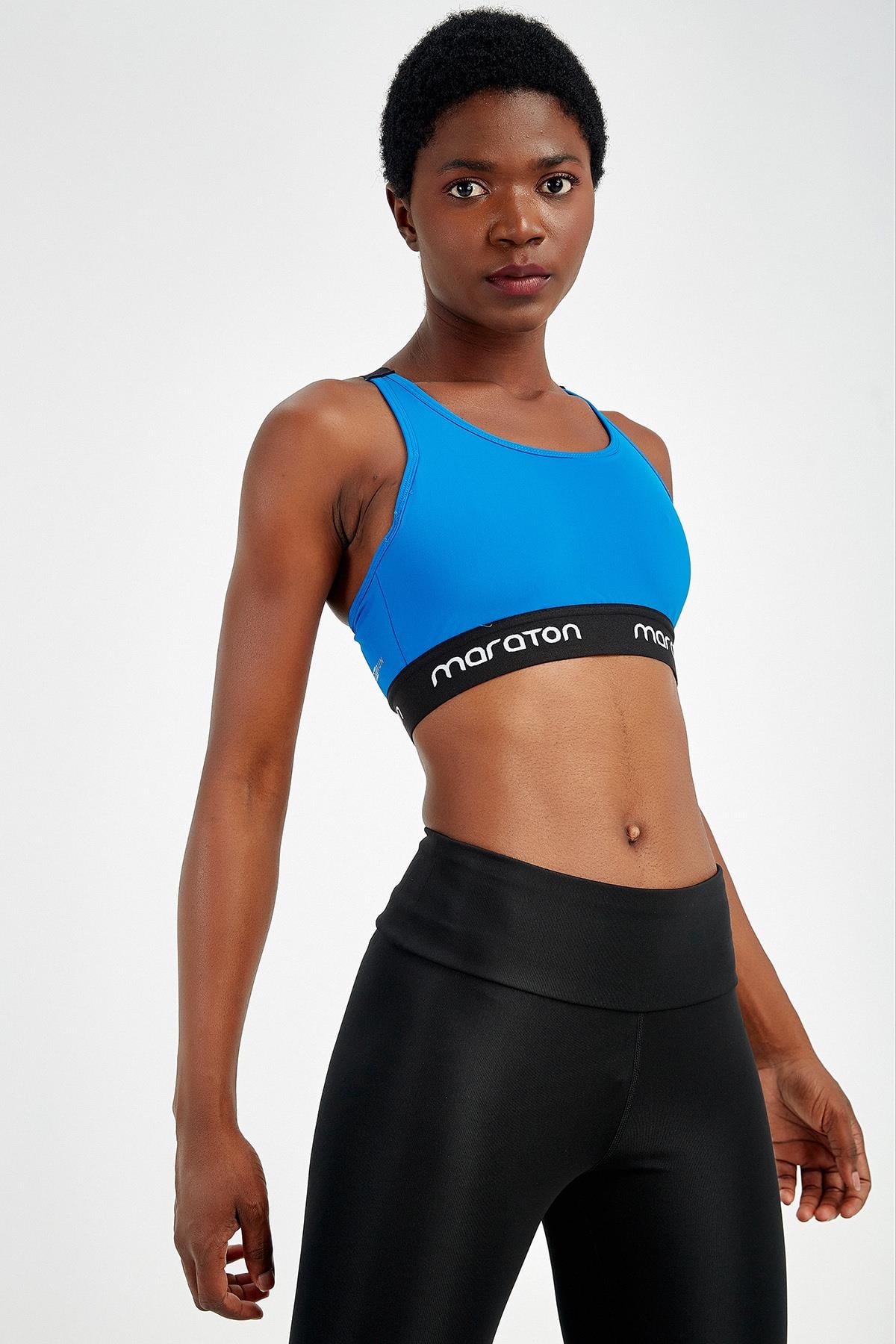 Maraton Active SlimFit Kadın Atlet Yaka  Kolsuz Fitness Saks Bra 17170