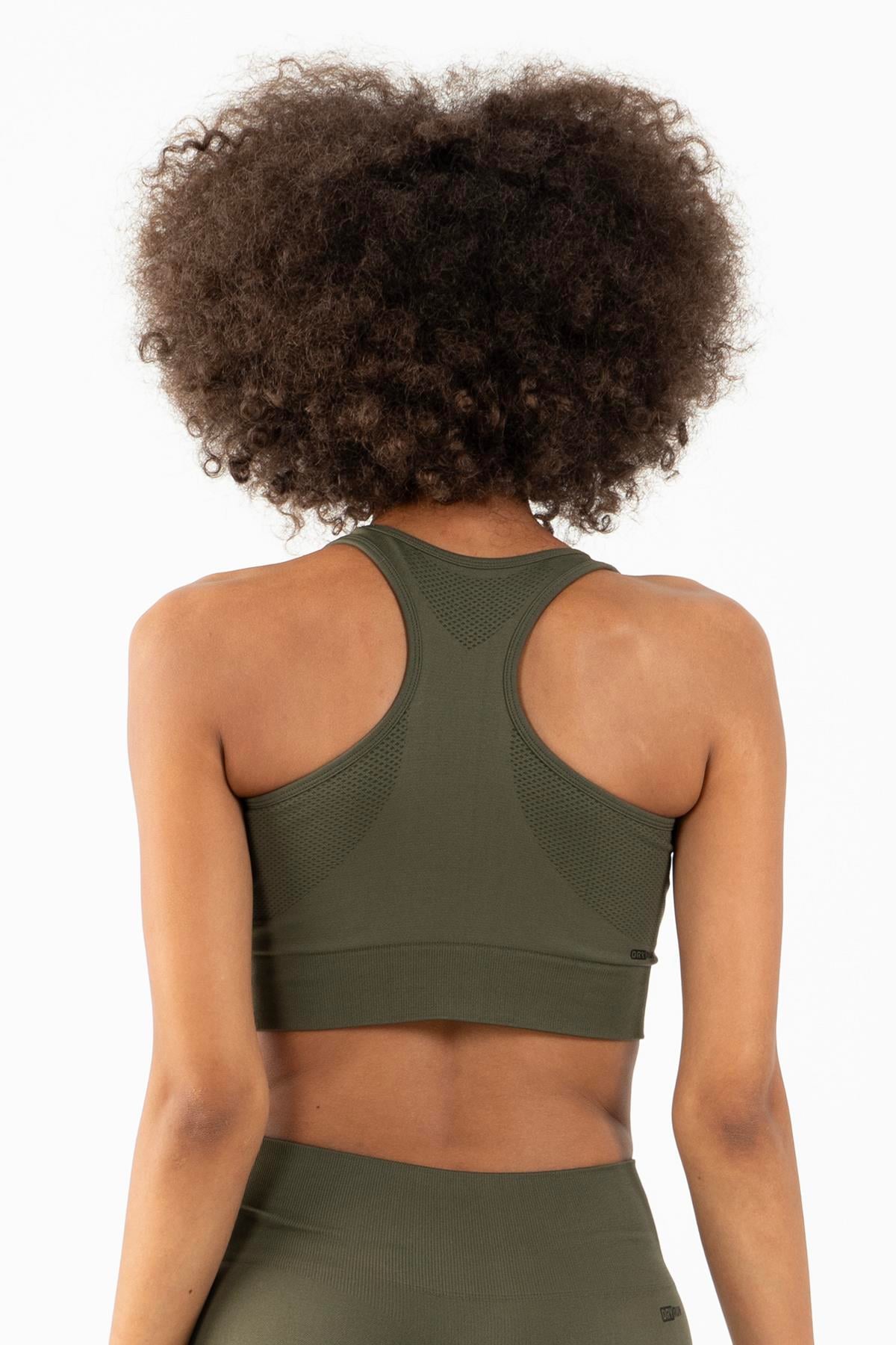 Maraton Active SlimFit Kadın Atlet Yaka  Kolsuz Koşu Haki Bra 813090