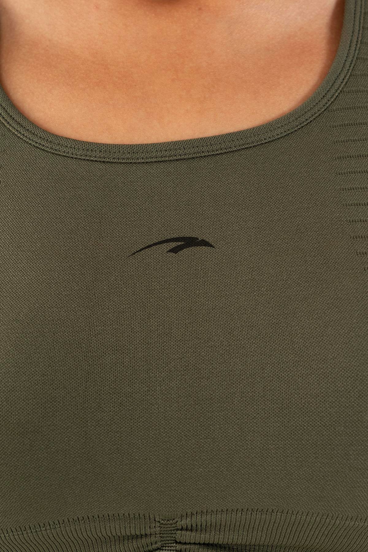 Maraton Active SlimFit Kadın Atlet Yaka  Kolsuz Koşu Haki Bra 813090