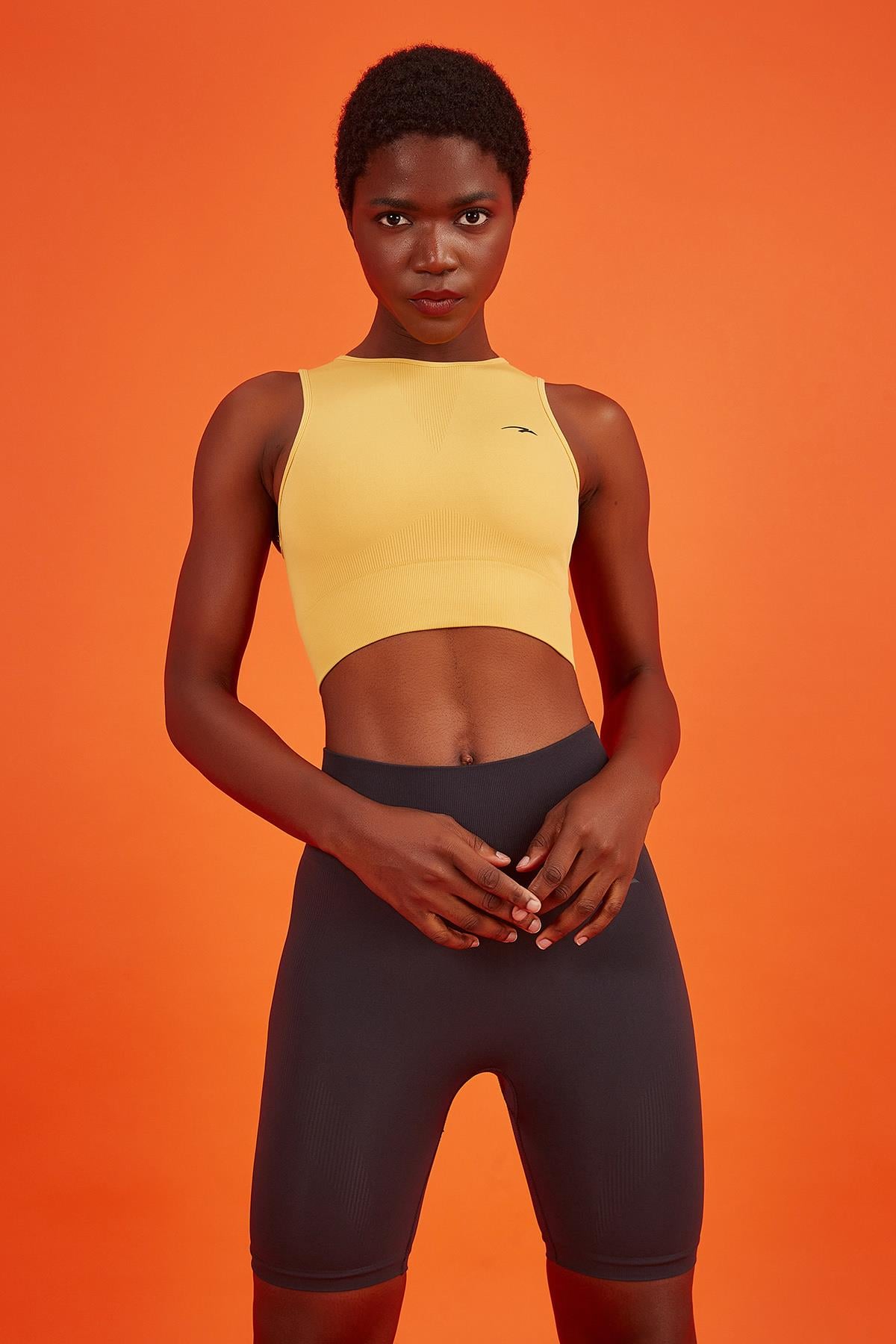 Maraton Active SlimFit Kadın Atlet Yaka  Kolsuz Training Altın Bra 813034