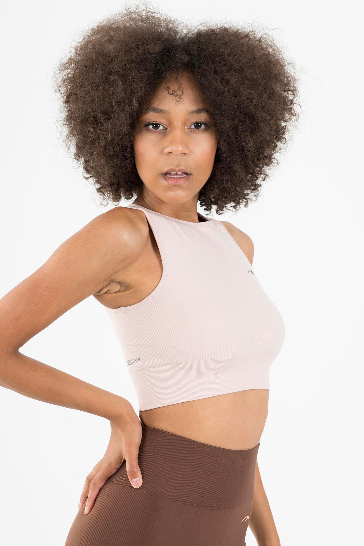 Maraton Active SlimFit Kadın Atlet Yaka  Kolsuz Training Pudra Bra 813034