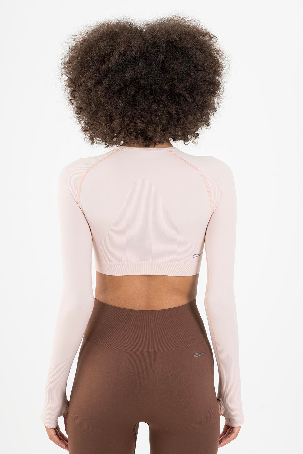 Maraton Active SlimFit Kadın Bisiklet Yaka  Uzun Kol Training Crop Top 816005