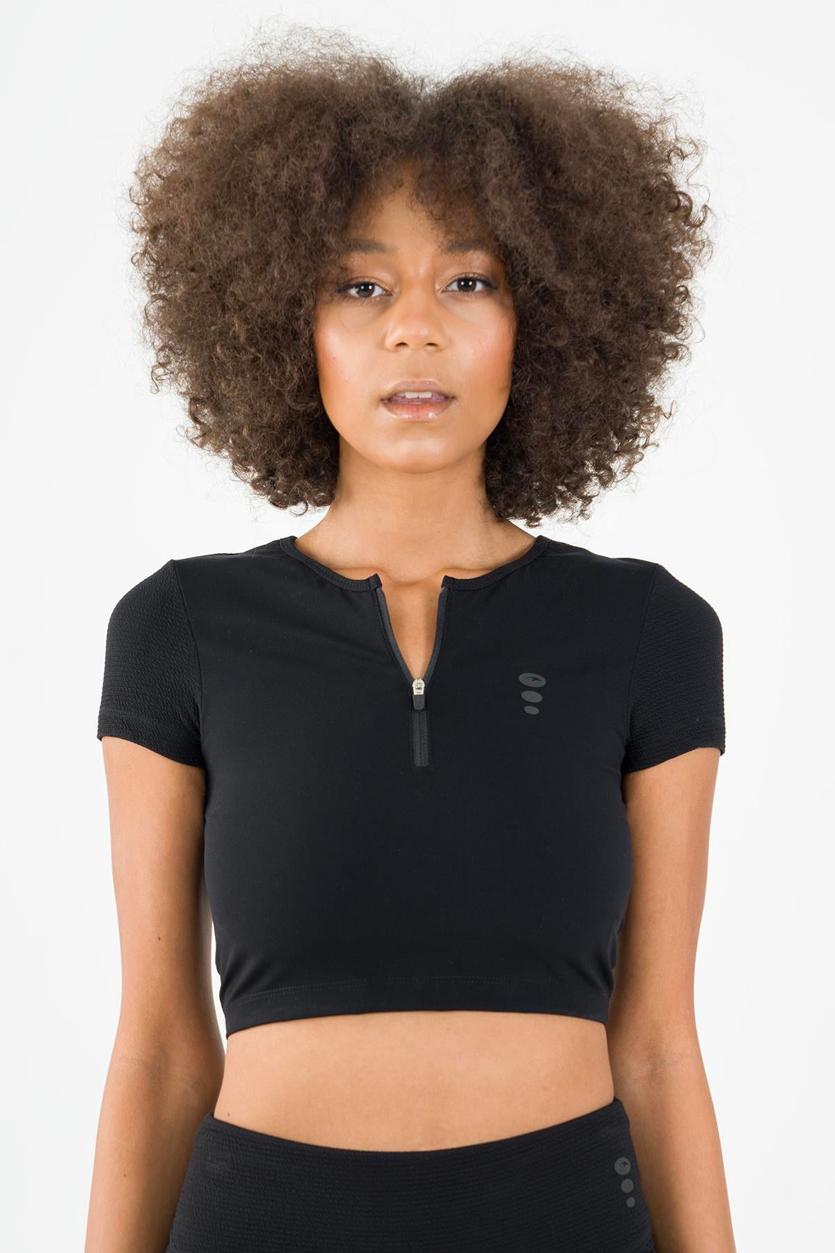 Maraton Active SlimFit Kadın Bisiklet Yaka  Kısa Kol Fitness Crop Top 21973